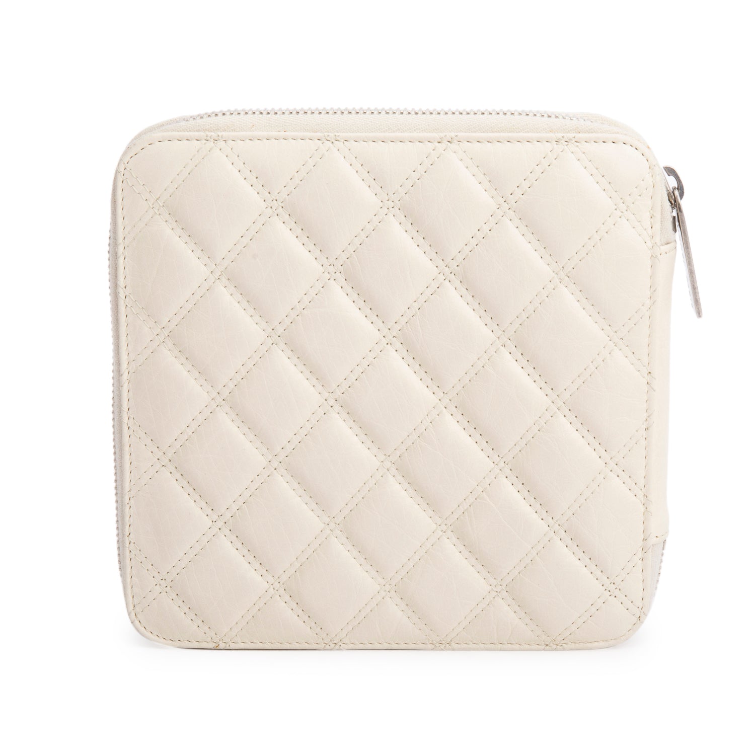 Chanel Cream Quilted Zipped Tavel Lambskin Travel Bag
