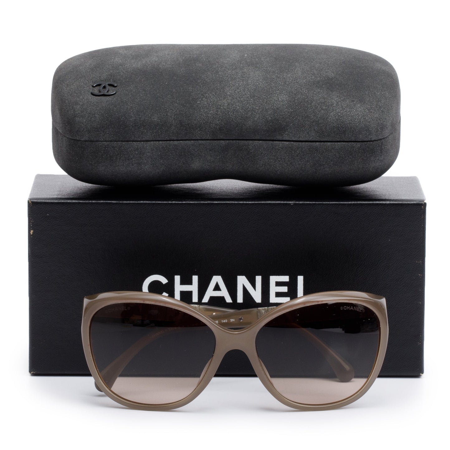 Chanel B-A Acetate Crystal Baguette Cat-Eye Grey Sunglasses