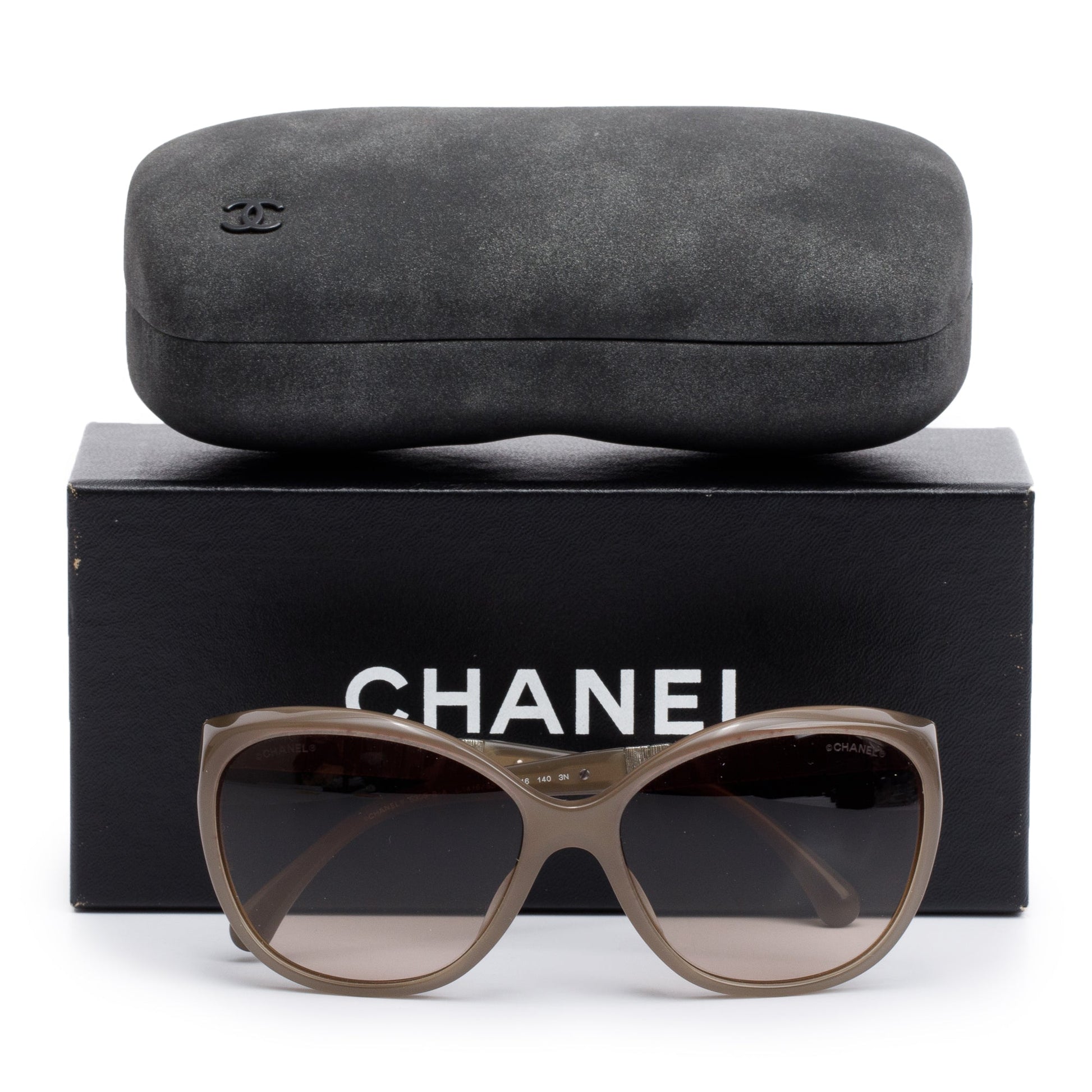 Chanel B-A Acetate Crystal Baguette Cat-Eye Grey Sunglasses