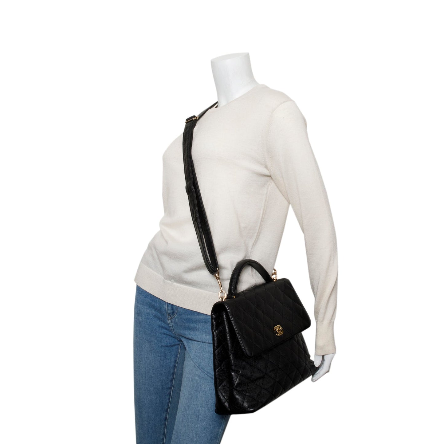 Chanel Caviar Jumbo Kelly Flap Black Travel Bag