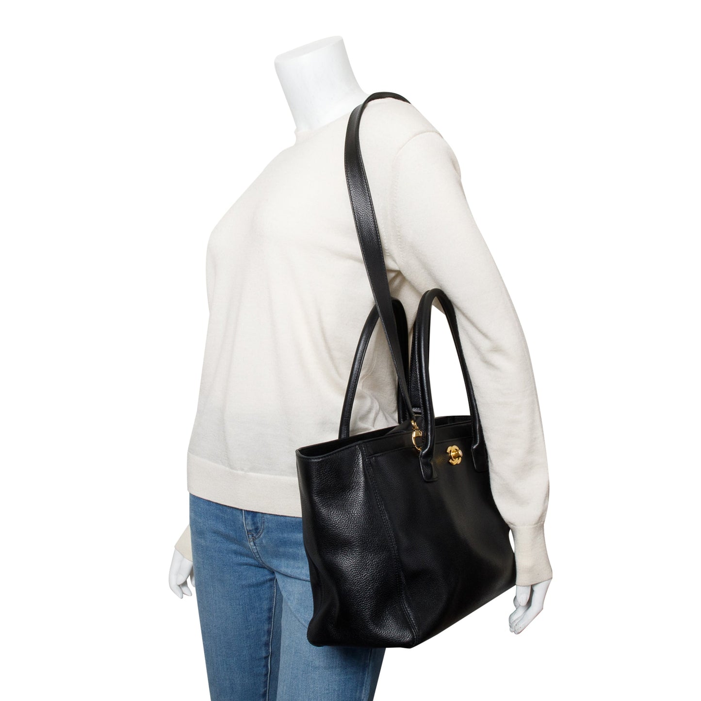 Chanel Caviar Executive Cerf Leather Black Travel Bag W Strap