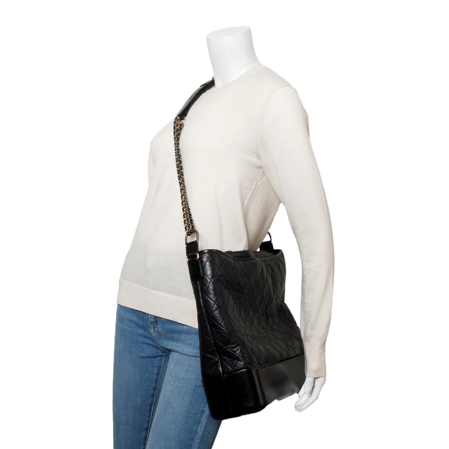 Chanel Aged Quilted Gabrielle Hobo Calfskin Travel Bag