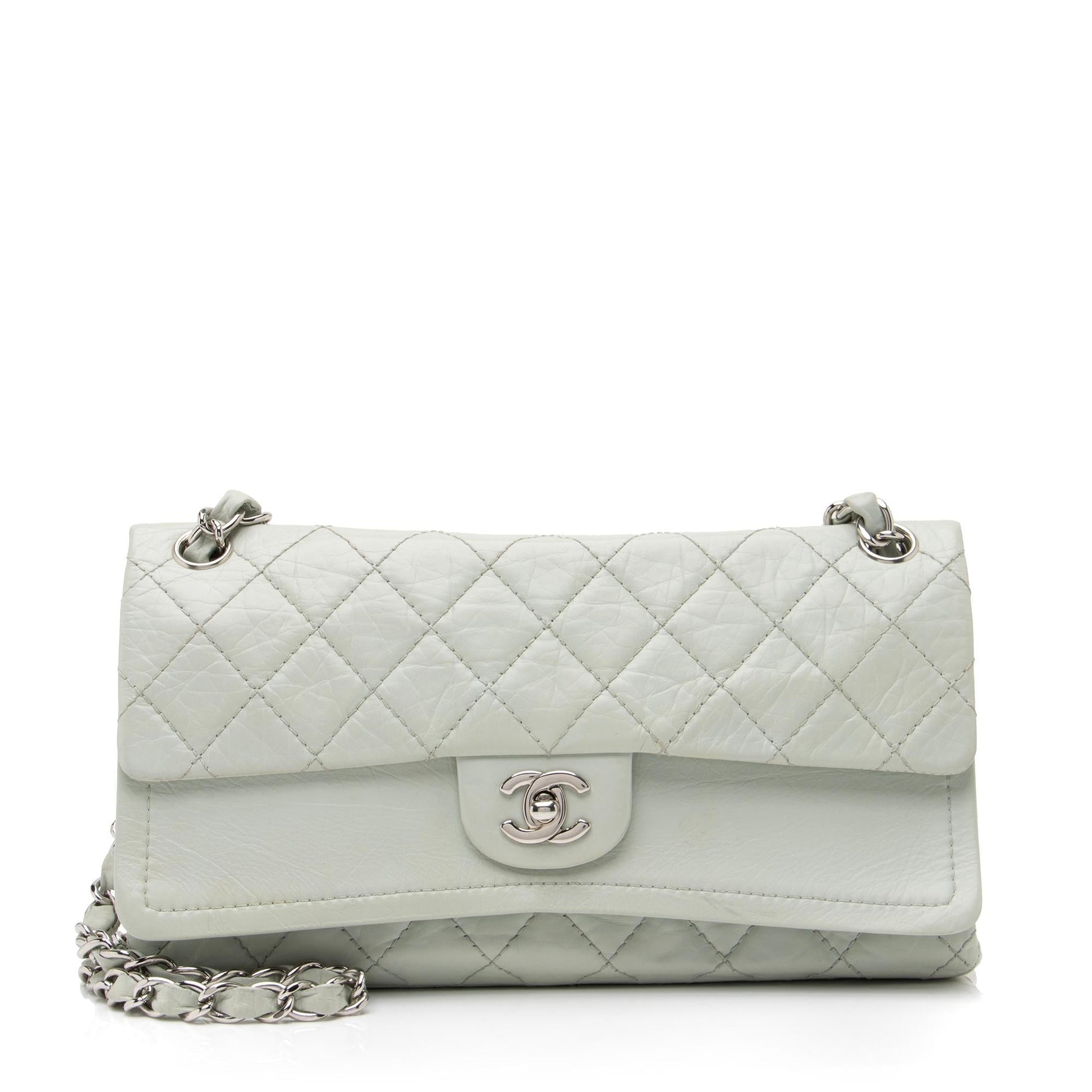 Chanel Aged Calfskin Long Double Flap SHF Shoulder Bag