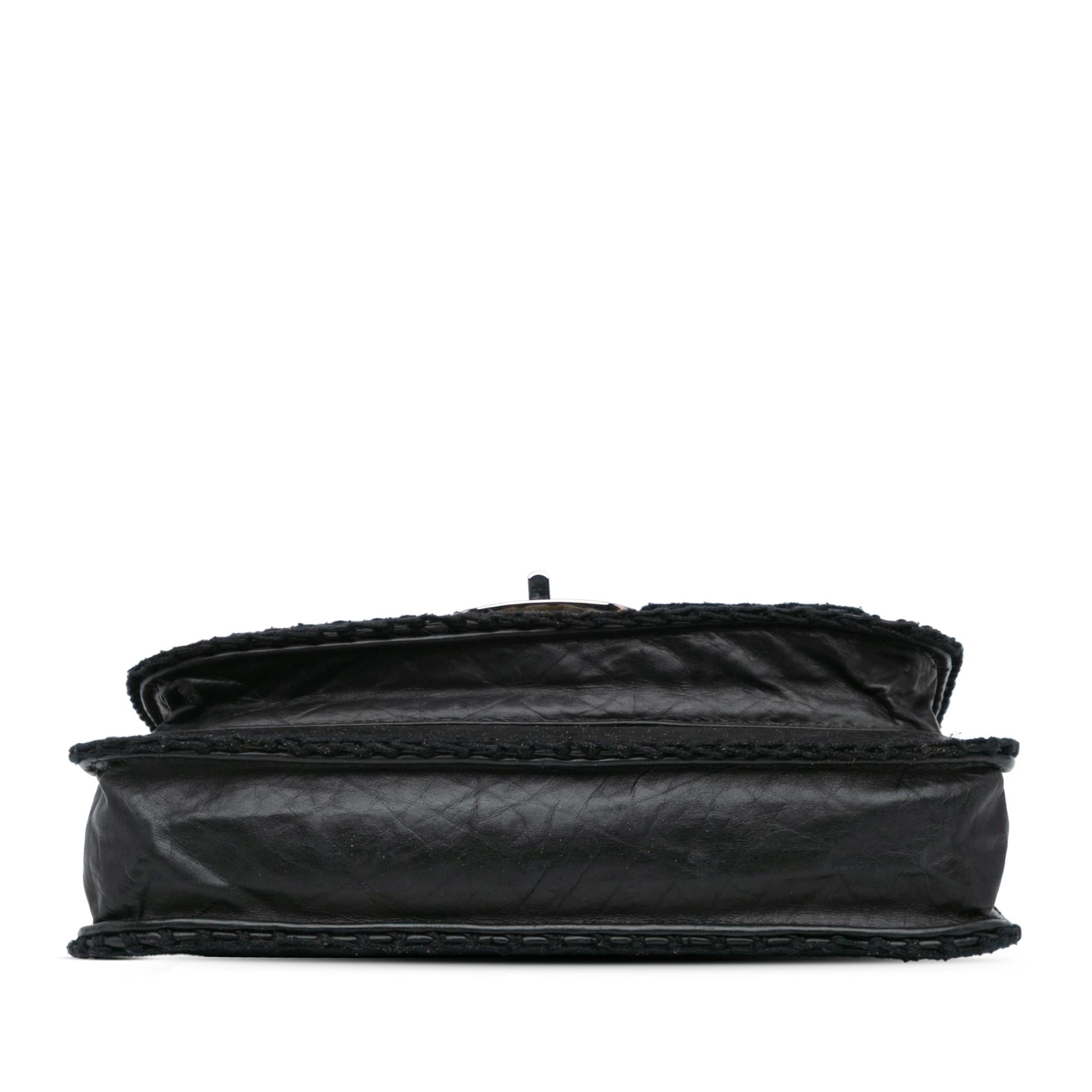 Chanel Aged Calfskin Whipstitch Chocolate Bar Mademoiselle Handbag