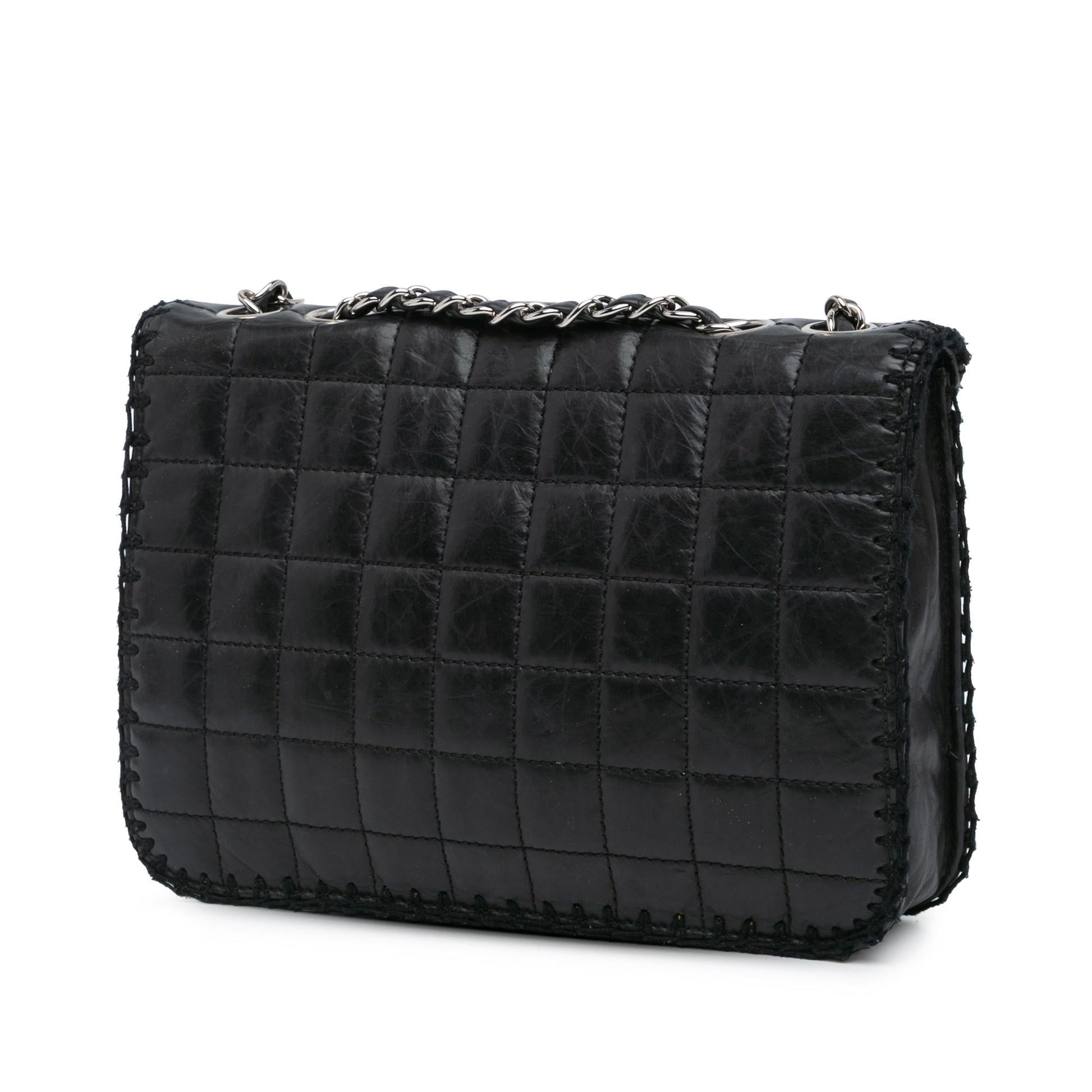 Chanel Aged Calfskin Whipstitch Chocolate Bar Mademoiselle Handbag