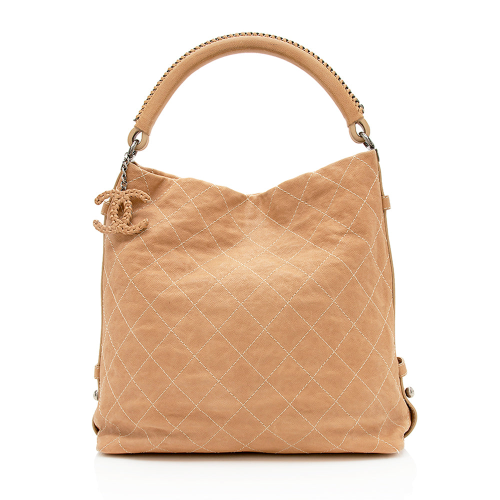 Chanel Aged Caviar Boy Hobo SHF Leather Shoulder Bag
