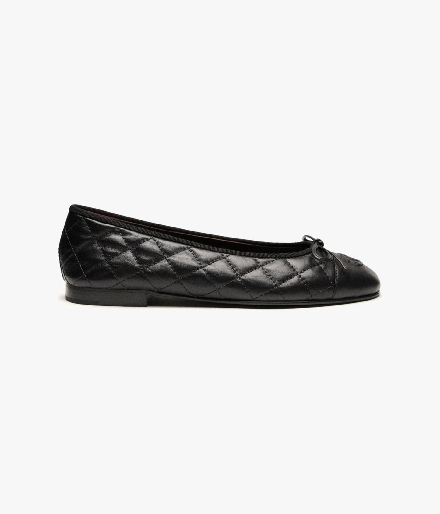 Chanel Cc Aged Calfskin Quilted Leather Ballet Flats Bag