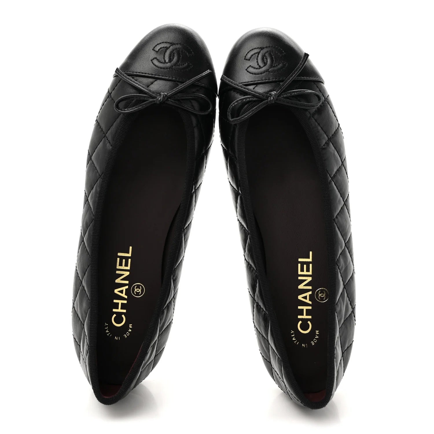 Chanel Cc Aged Calfskin Quilted Leather Ballet Flats Bag