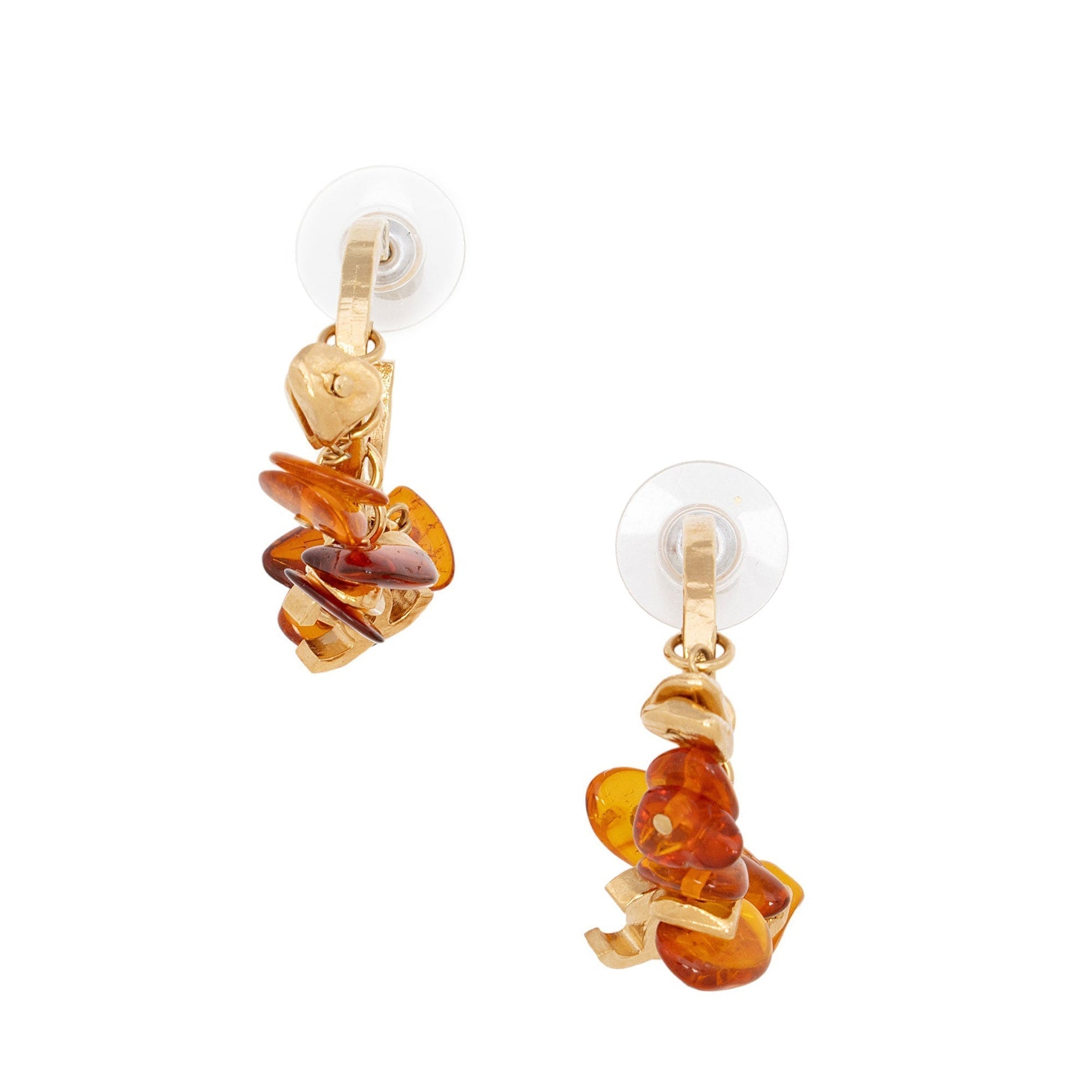 Chanel Amber Beaded Dangle Cc Hoop Earrings (Shf-Jidivw)