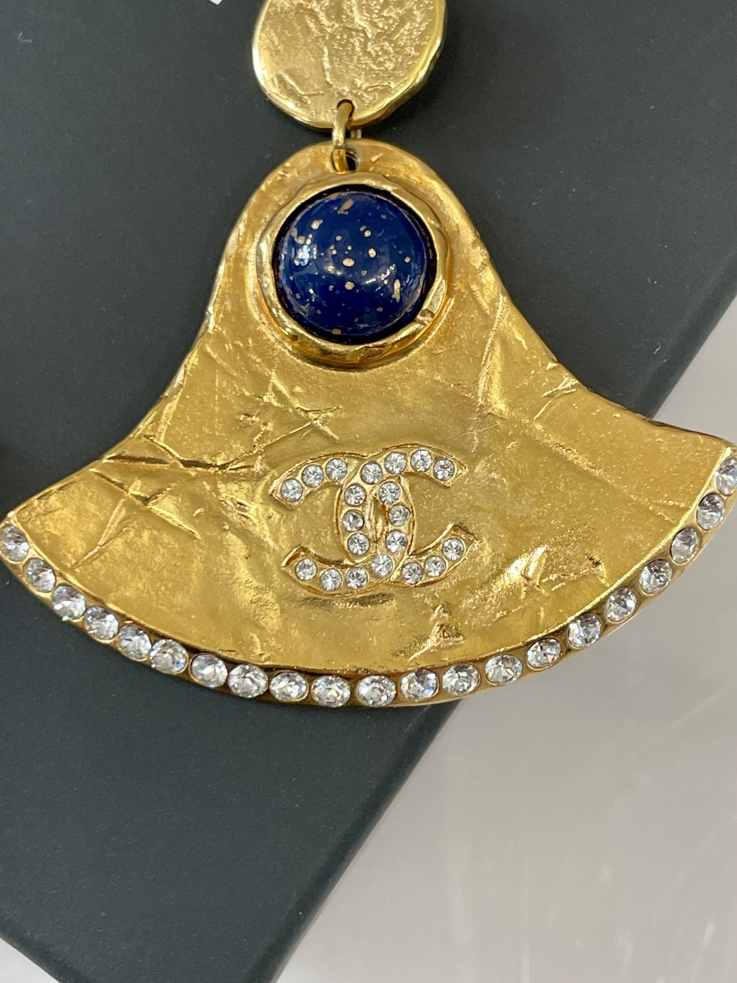CHANEL ANCIENT EGYPT GOLD-TONE GLASS EARRINGS