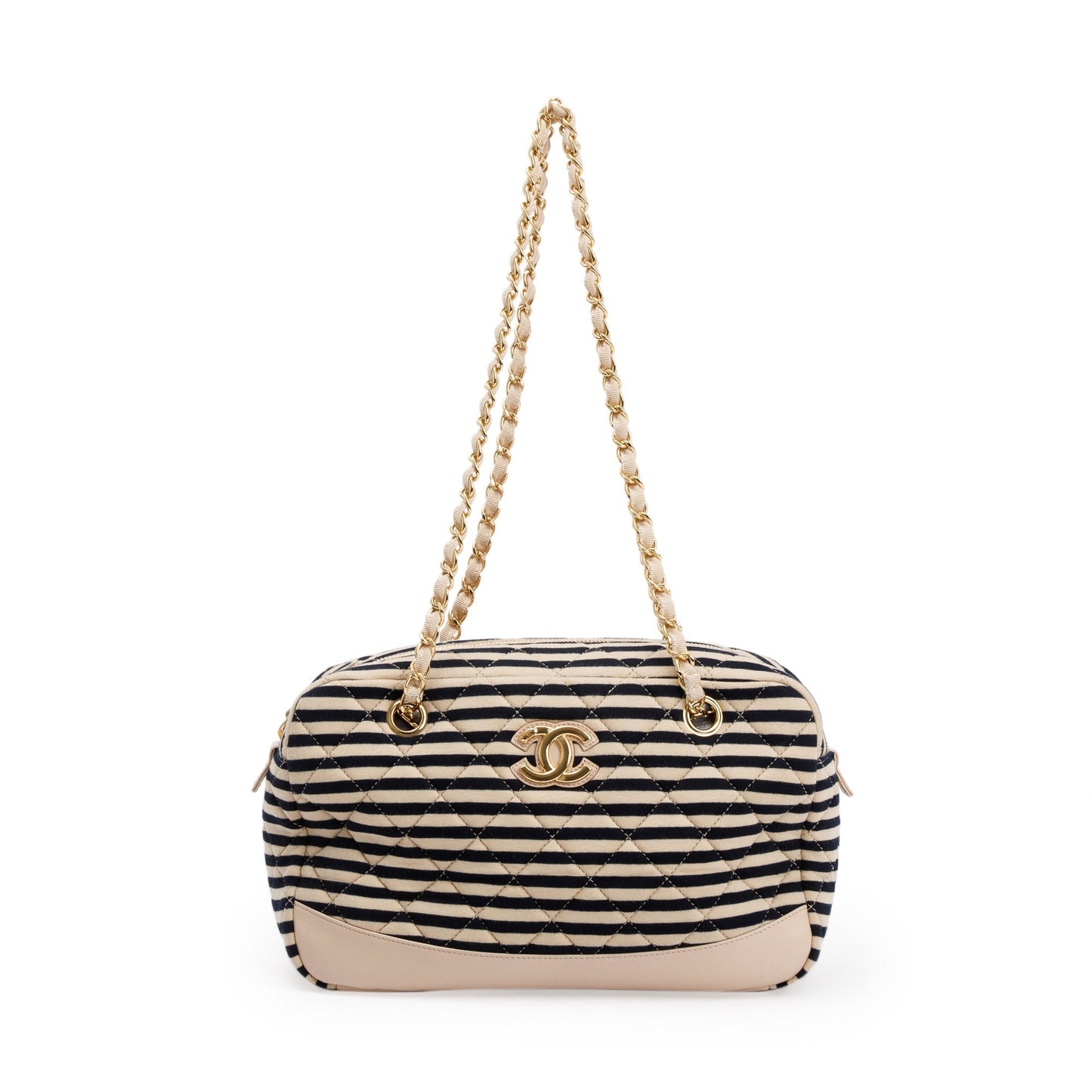 Chanel & Quilted Jersey Coco Sailor Black Beige Travel Bag