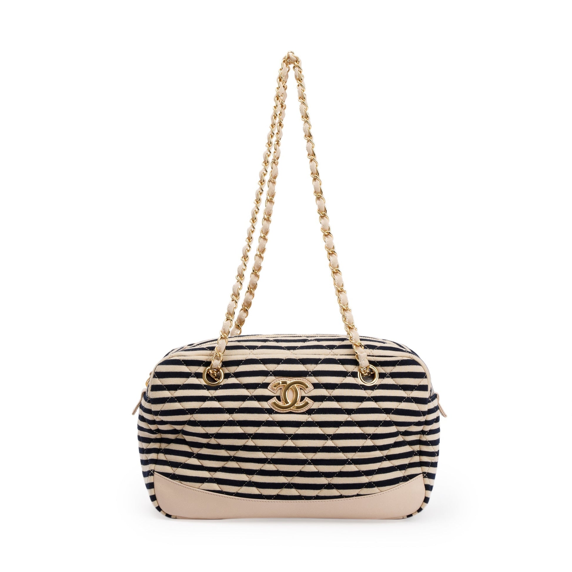 Chanel & Quilted Jersey Coco Sailor Black Beige Travel Bag