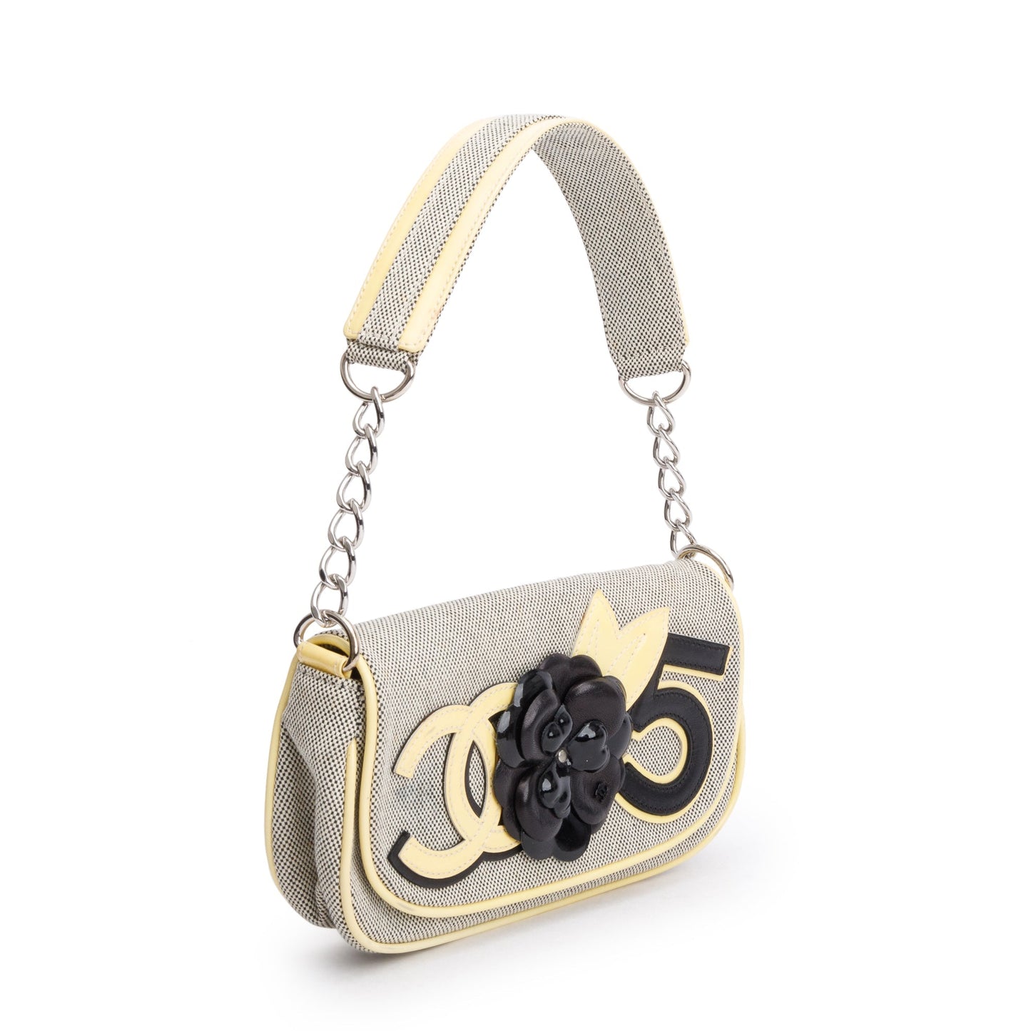 Chanel Camellia No.5 Flap Canvas Beige Travel Bag