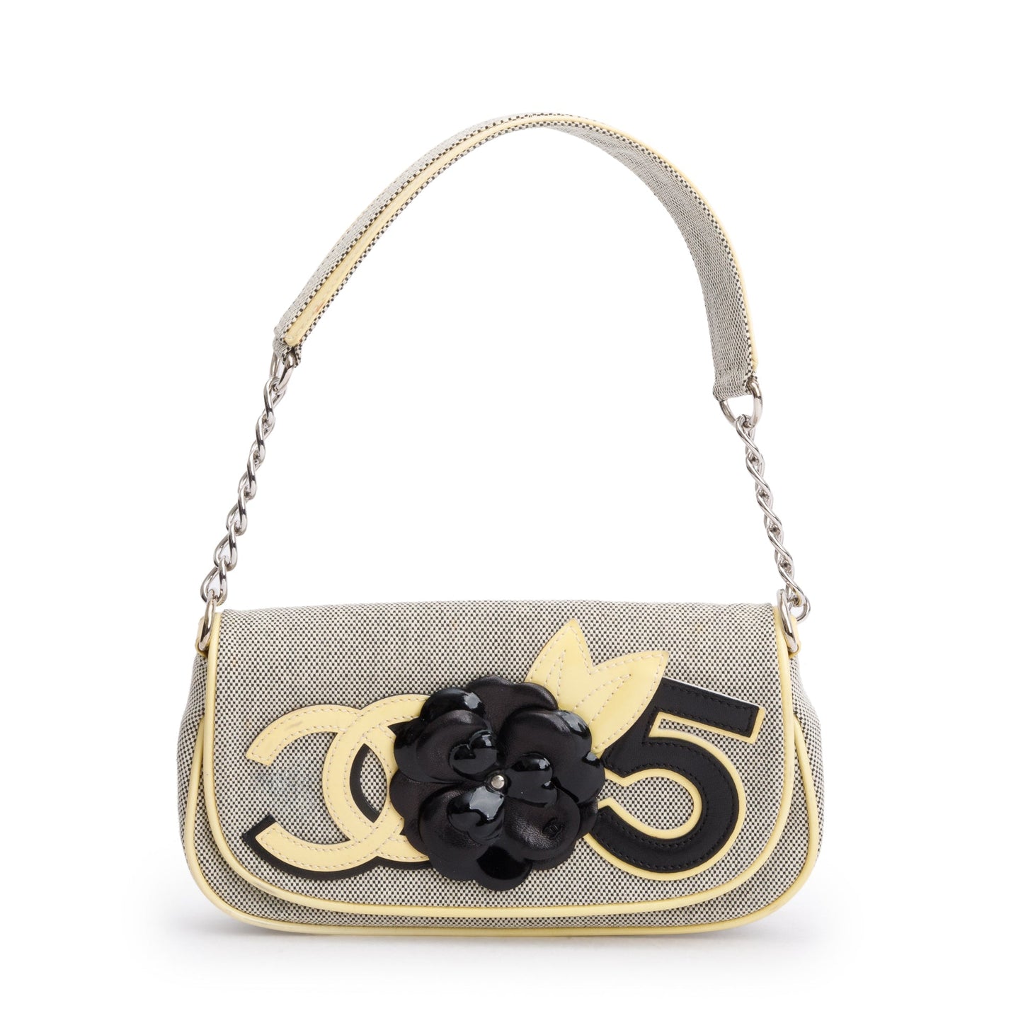 Chanel Camellia No.5 Flap Canvas Beige Travel Bag