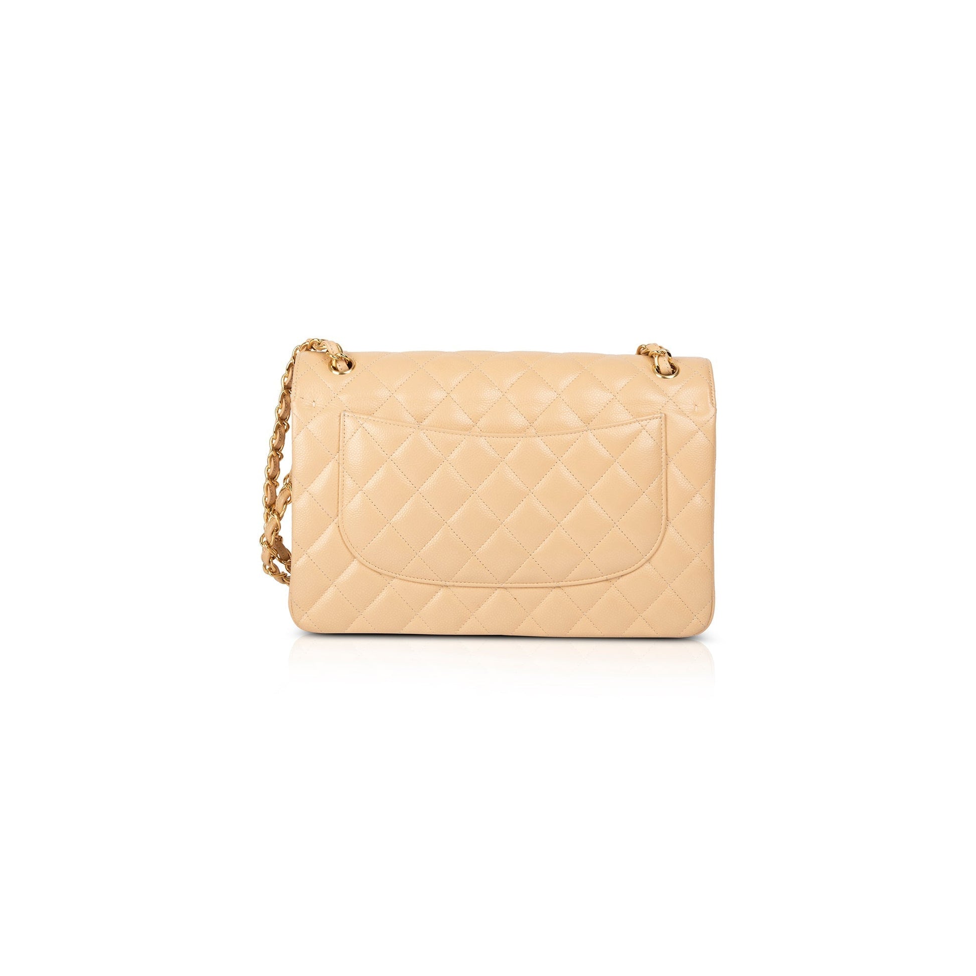 Chanel Caviar Classic Jumbo Double Flap Beige Travel Bag