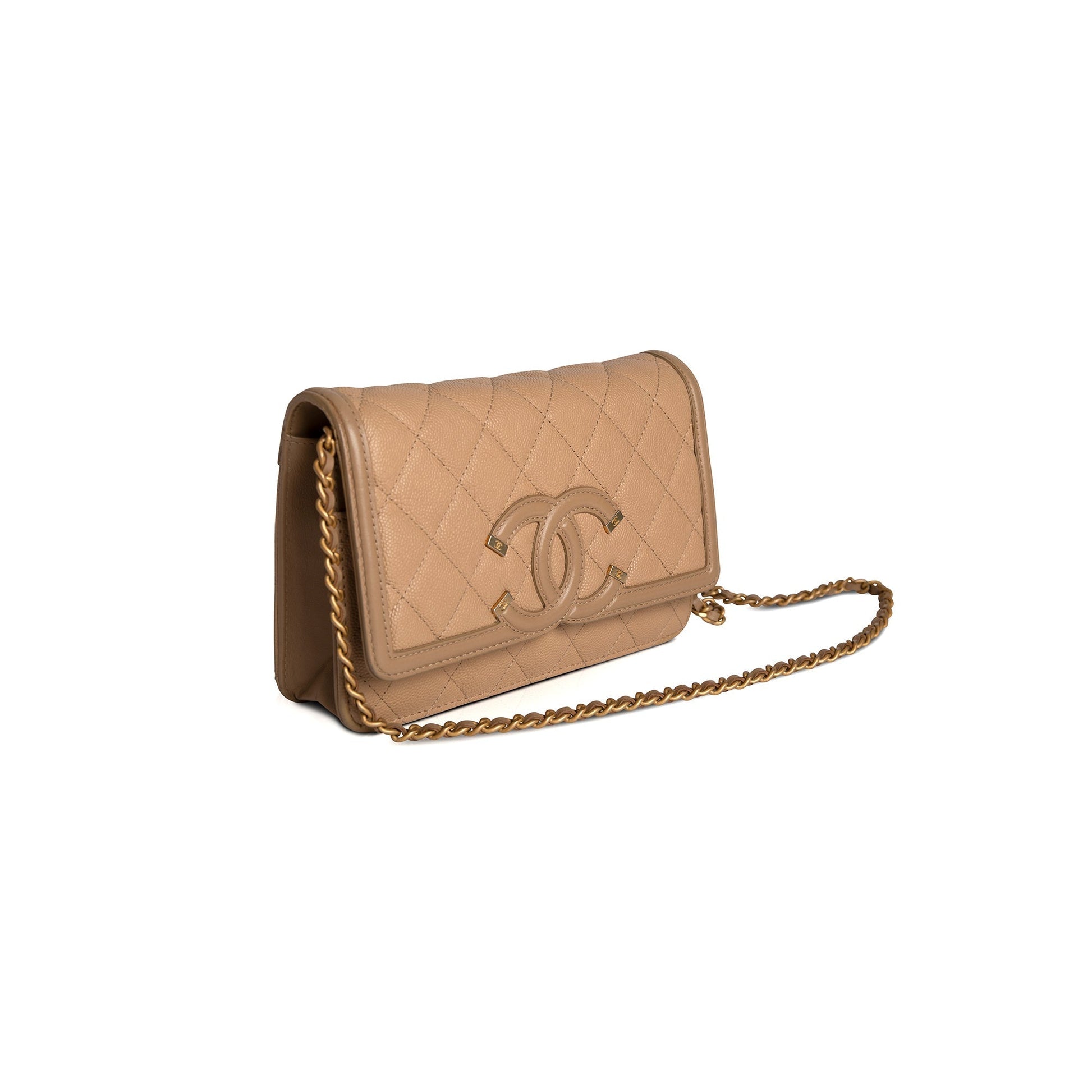 Chanel Caviar Filigree on Beige Wallet Case