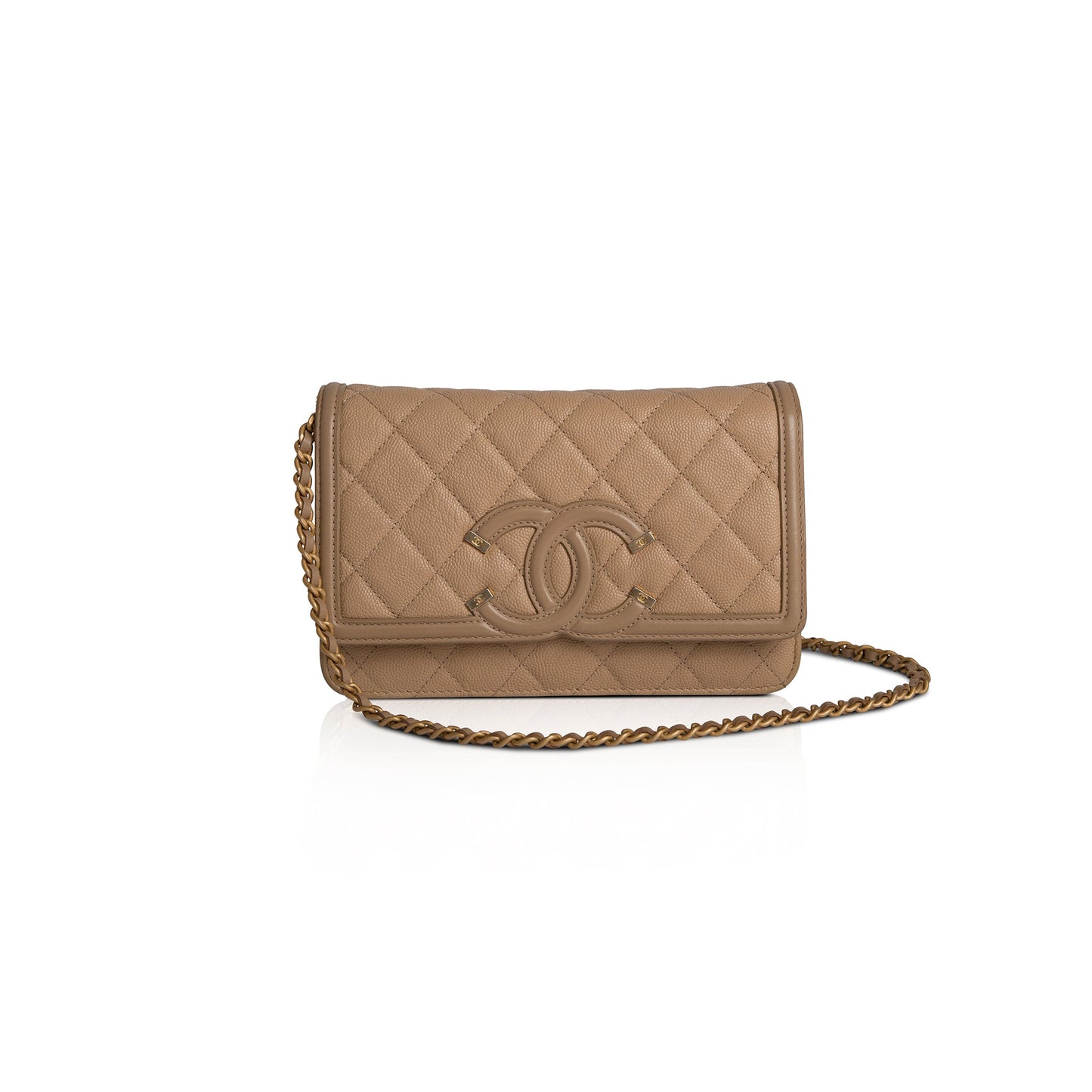Chanel Caviar Filigree on Beige Wallet Case