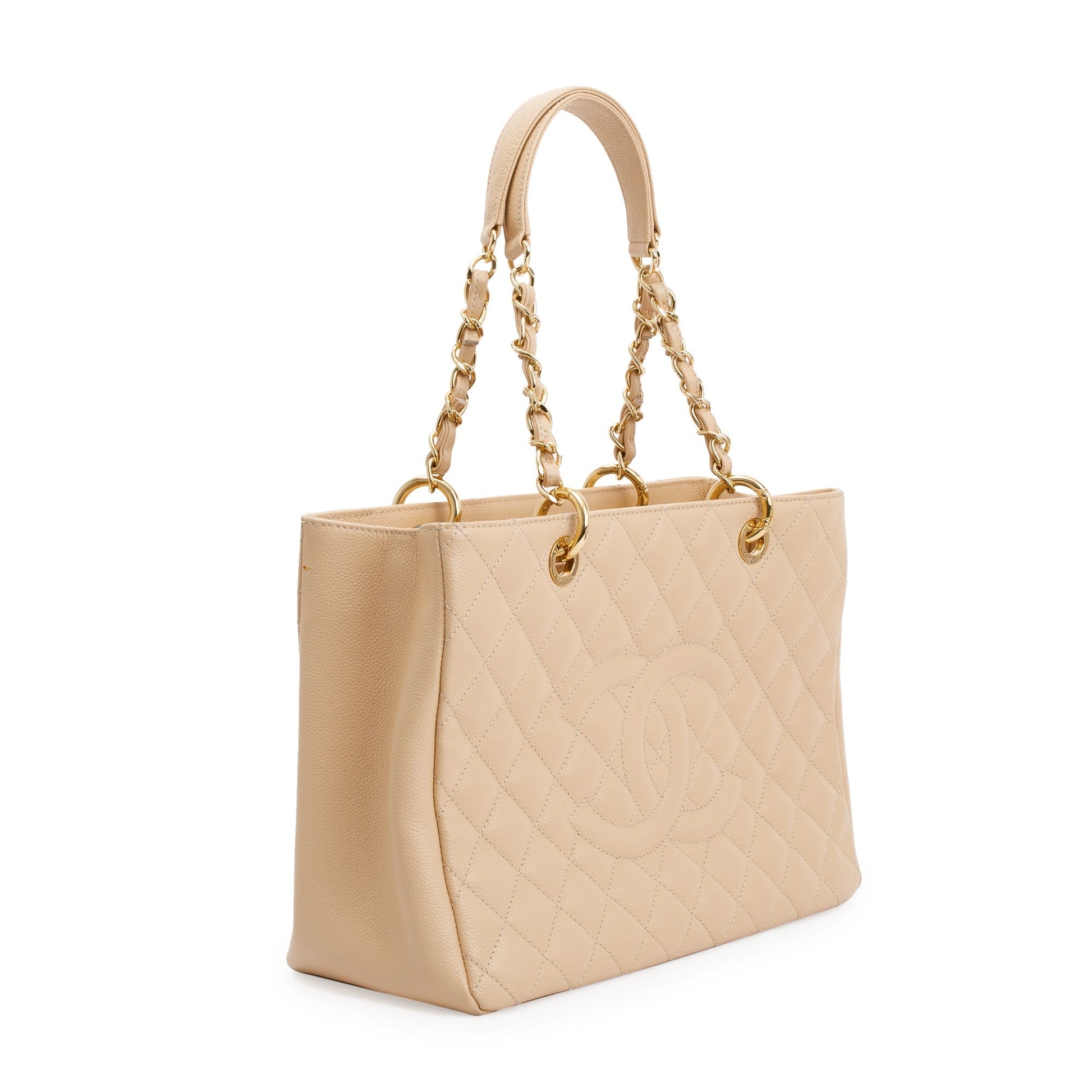 Chanel Caviar Grand Shopping GST Leather Beige Travel Bag Authentcity Card