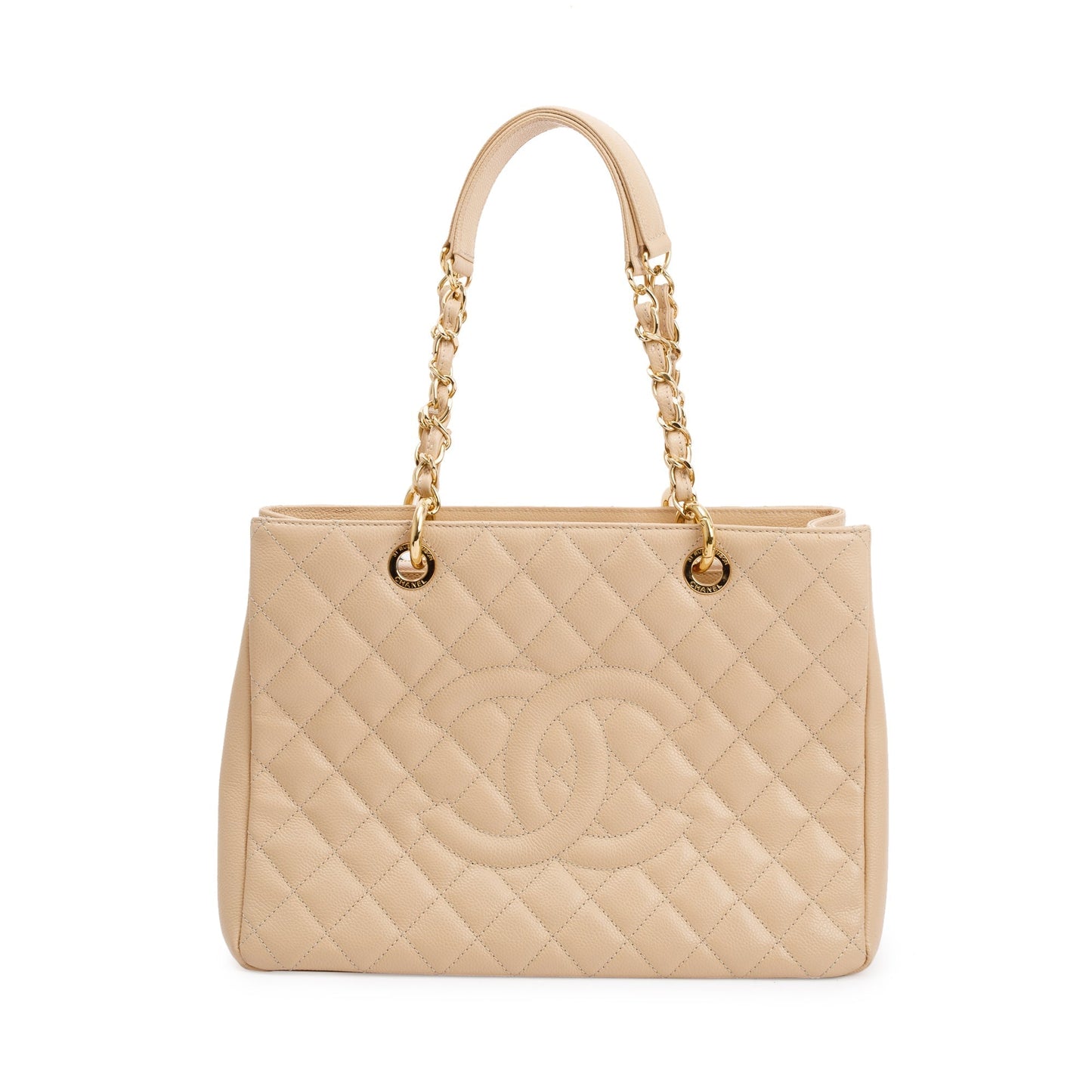 Chanel Caviar Grand Shopping GST Leather Beige Travel Bag Authentcity Card