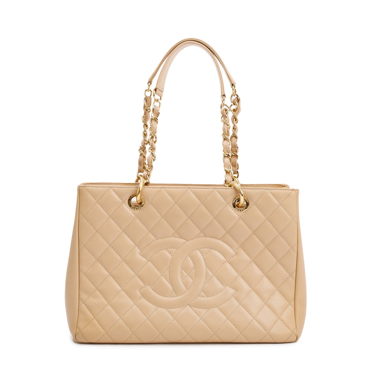 Chanel Caviar Grand Shopping GST Leather Beige Travel Bag Tote Gst