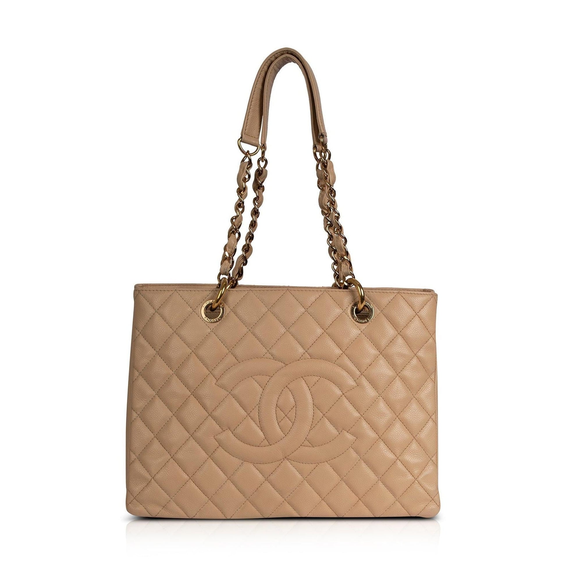 Chanel Caviar Grand Shopping GST Leather Beige Travel Bag