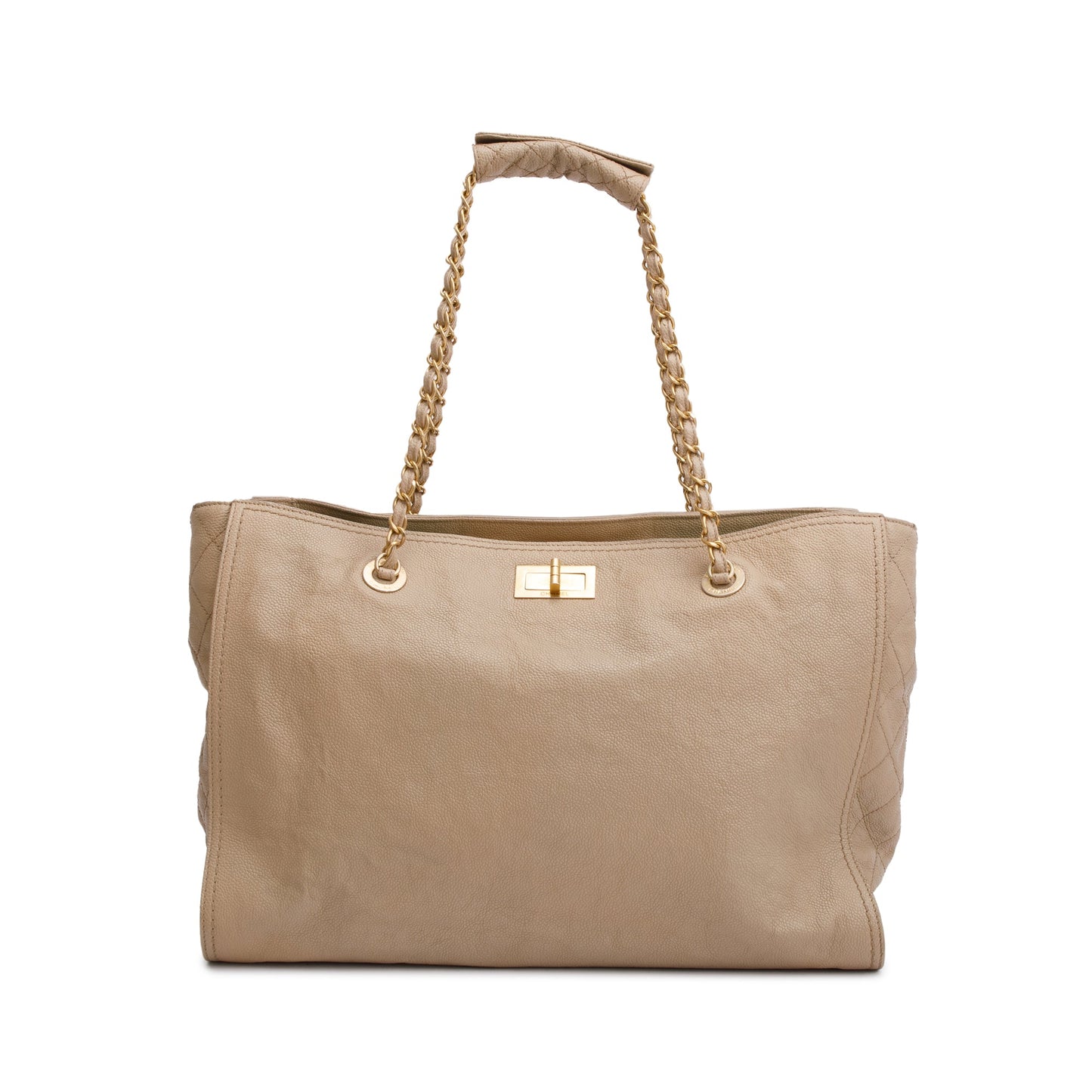 Chanel Caviar Reissue Leather Beige Travel Bag
