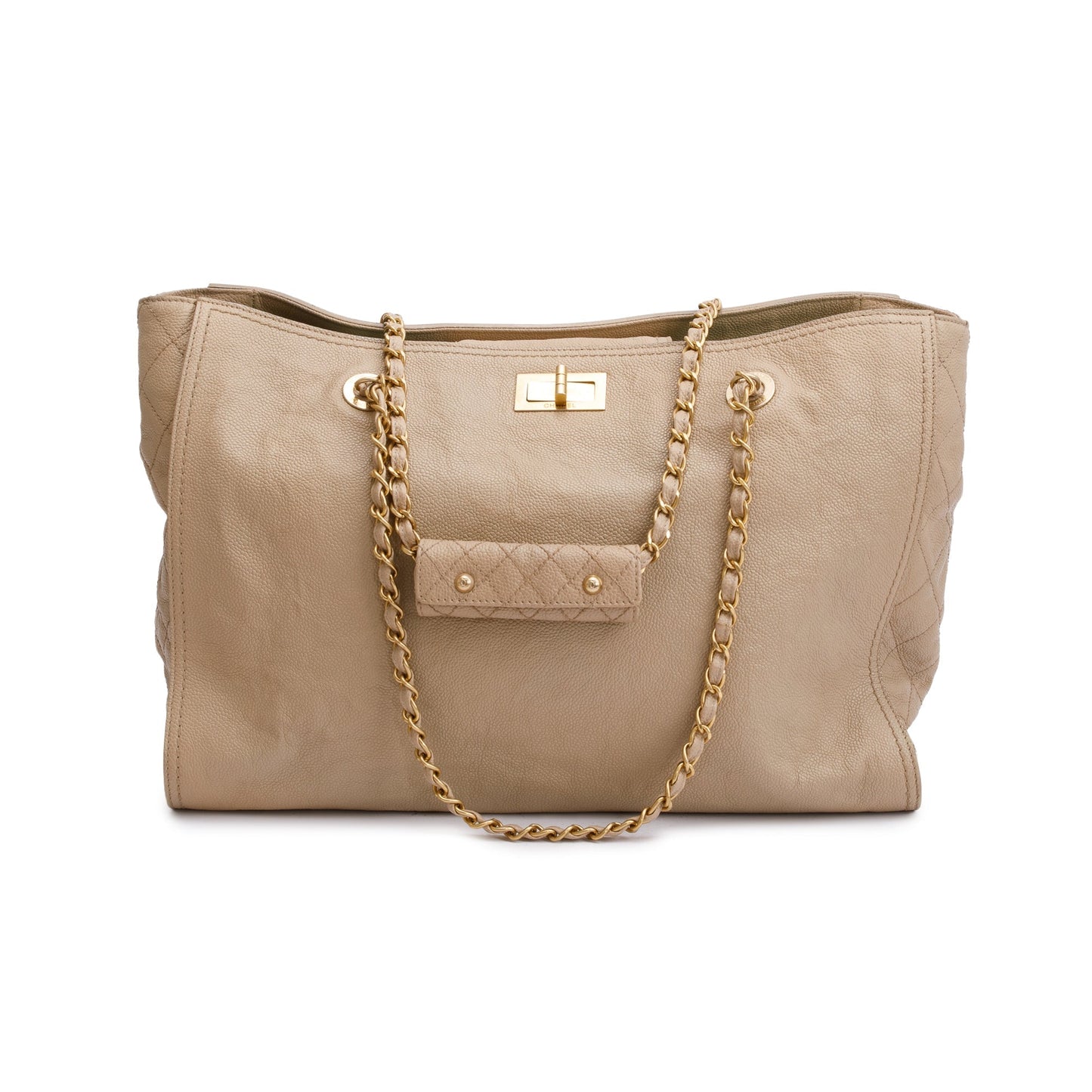 Chanel Caviar Reissue Leather Beige Travel Bag