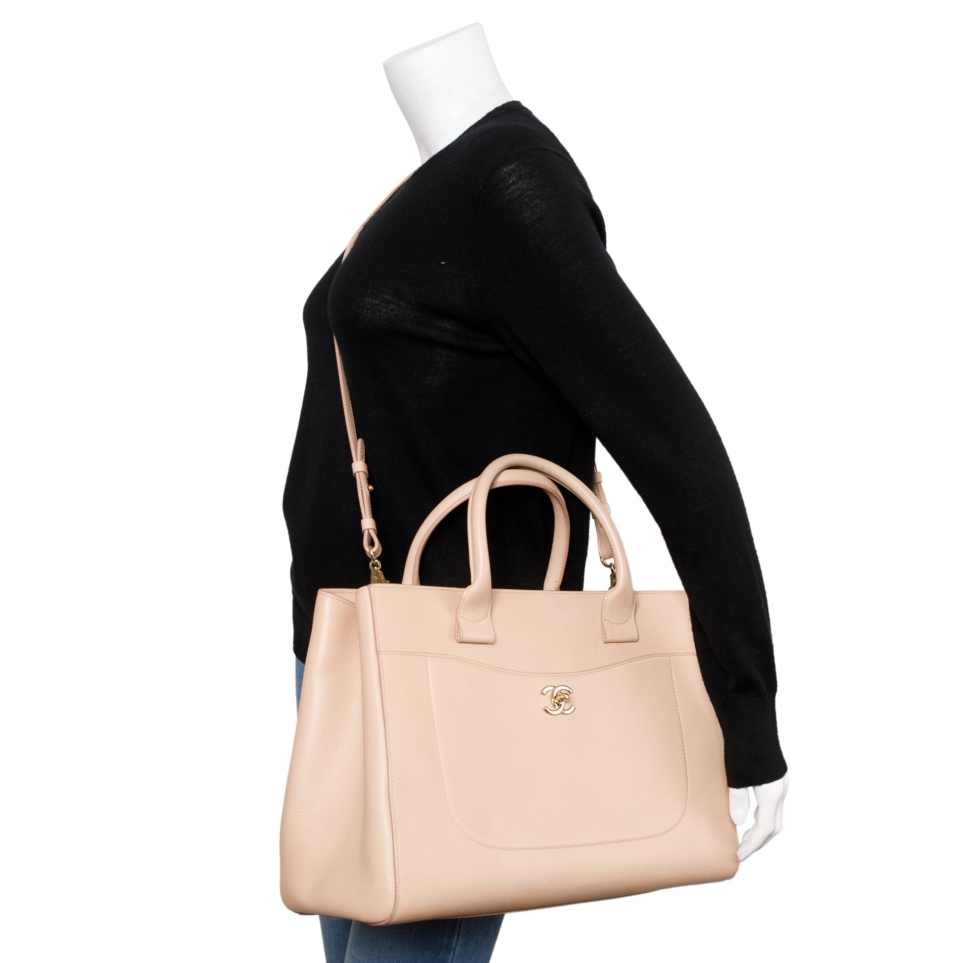 Chanel Caviar Neo Excecutive Leather Beige Travel Bag