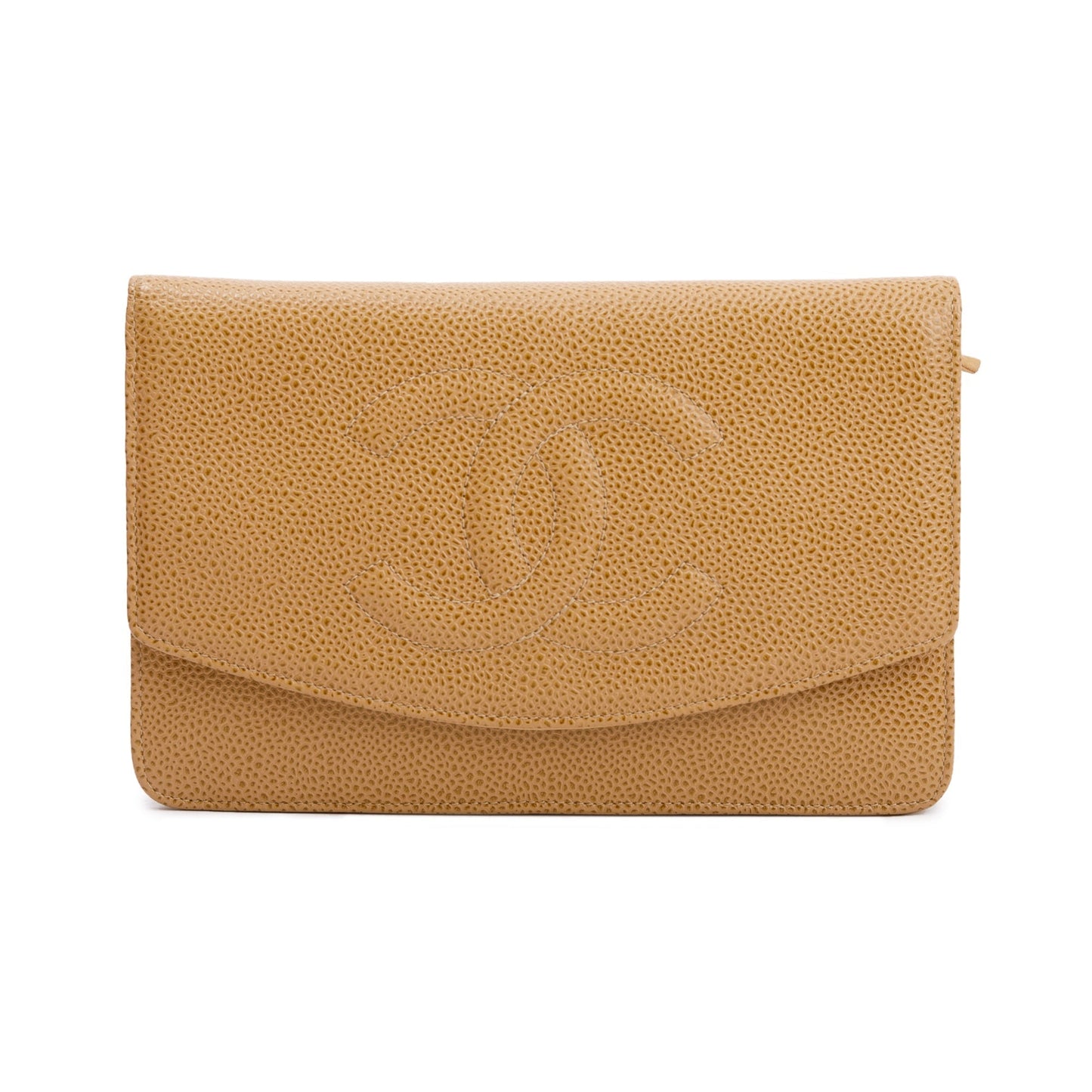Chanel Caviar Timeless on Leather Beige Wallet Case