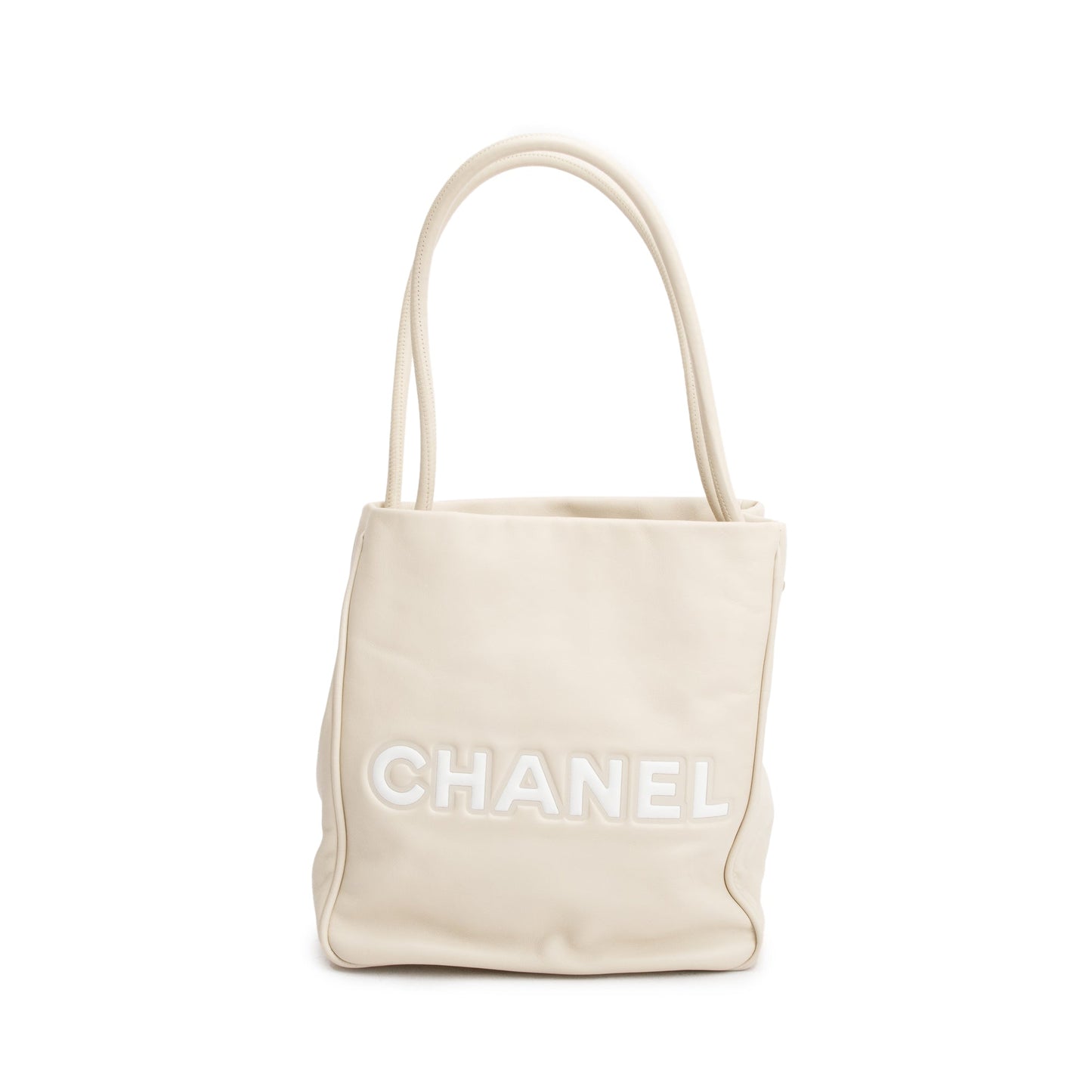 Chanel Camellia Leather Lambskin Beige Travel Bag