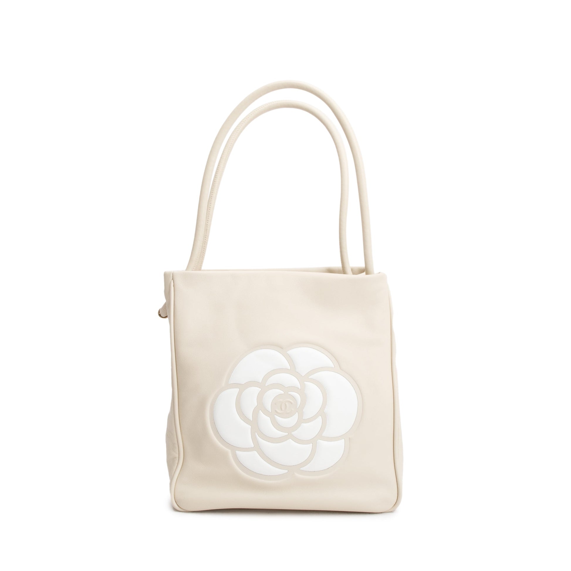 Chanel Camellia Leather Lambskin Beige Travel Bag