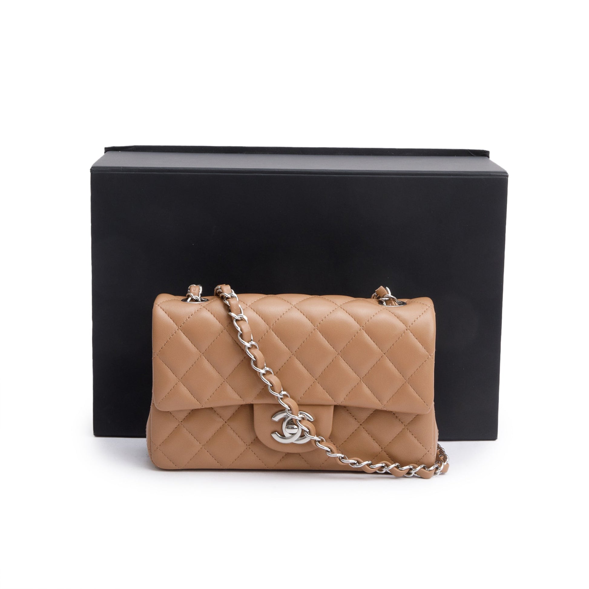 Chanel Quilted Classic Rectangular Flap Leather Lambskin Beige Travel Bag