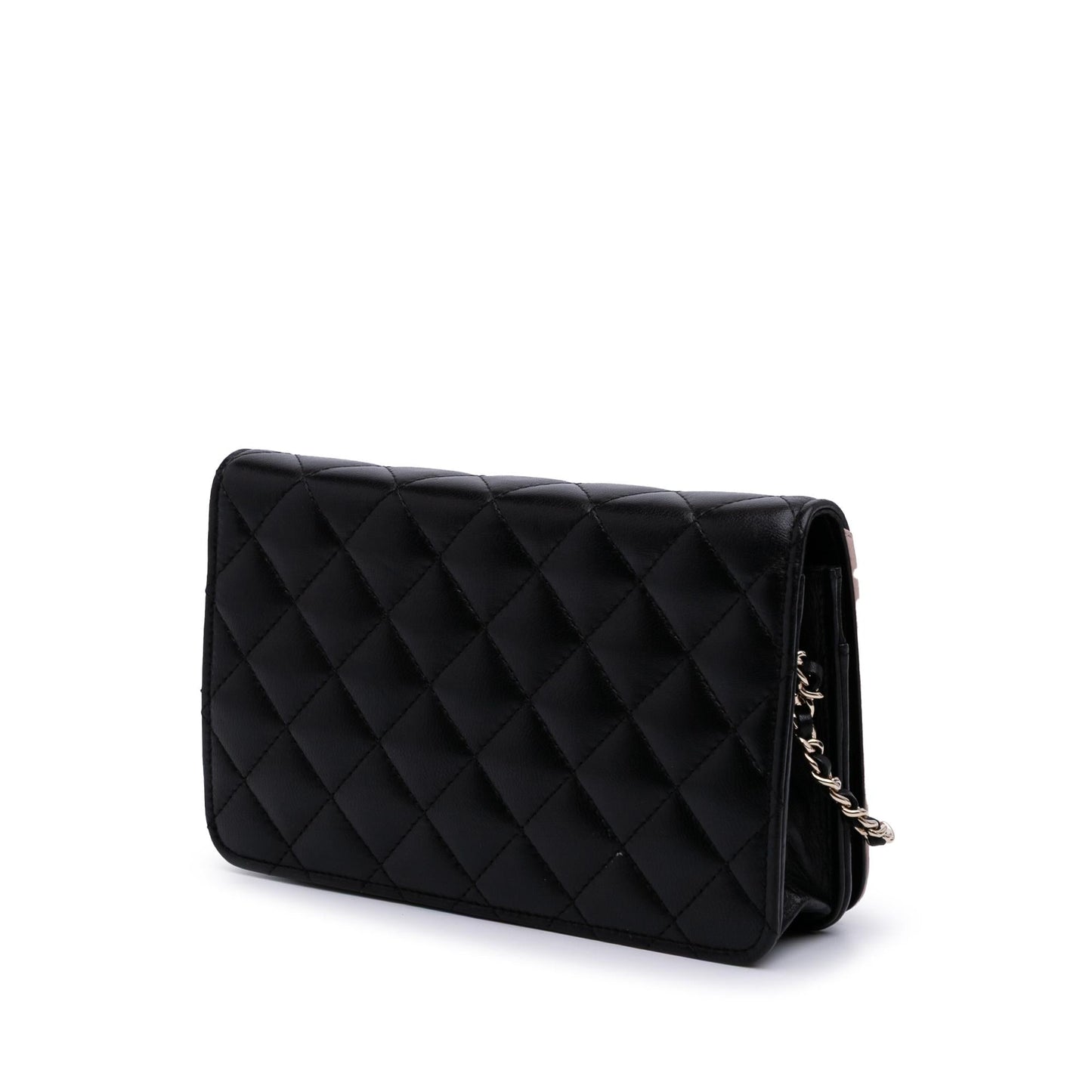 Chanel Bicolor Quilted Lambskin Camellia on Wallet Case Chain 1