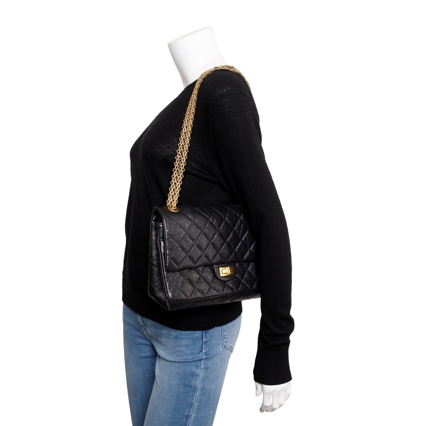 Chanel Aged 2.55 Reissue 226 Double Leather Calfskin Black Travel Bag