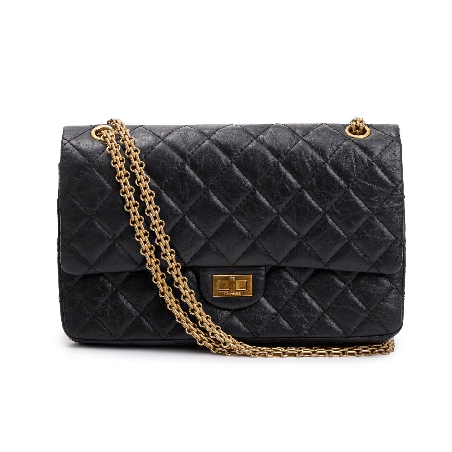 Chanel Aged 2.55 Reissue 226 Double Leather Calfskin Black Travel Bag