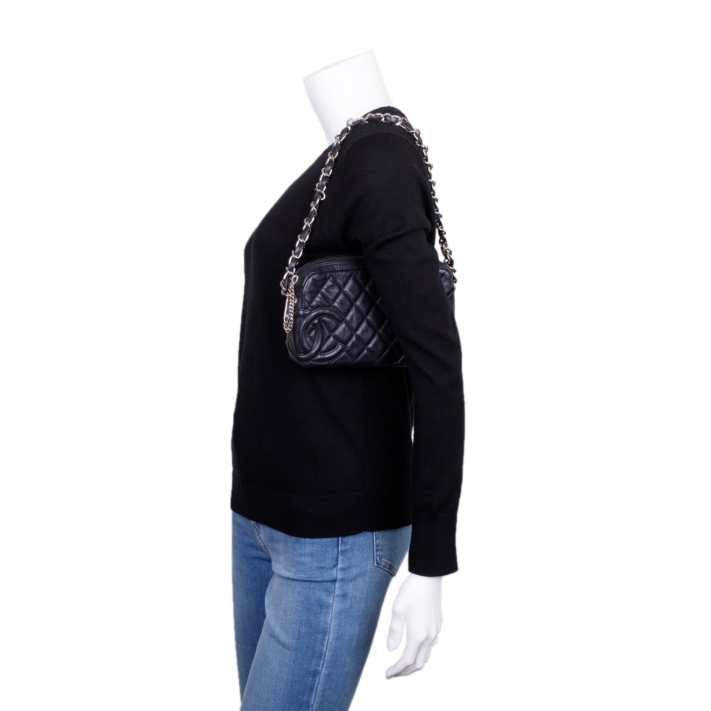 Chanel Aged Cotton Club Pochette Leather Calfskin Black Travel Bag