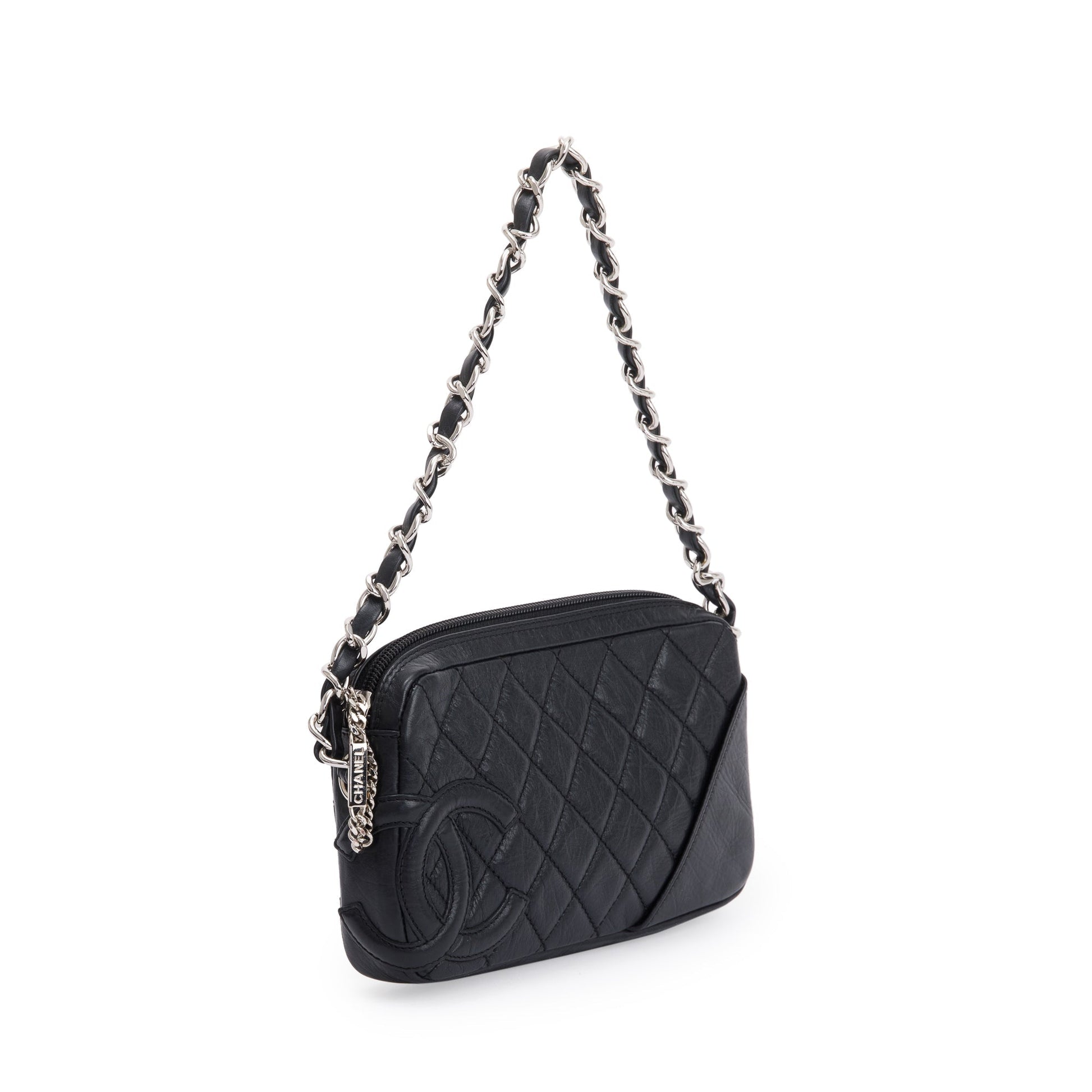 Chanel Aged Cotton Club Pochette Leather Calfskin Black Travel Bag
