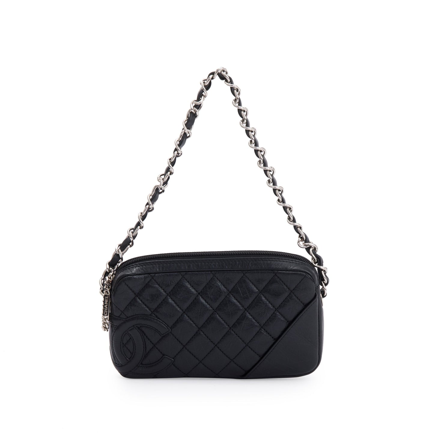 Chanel Aged Cotton Club Pochette Leather Calfskin Black Travel Bag