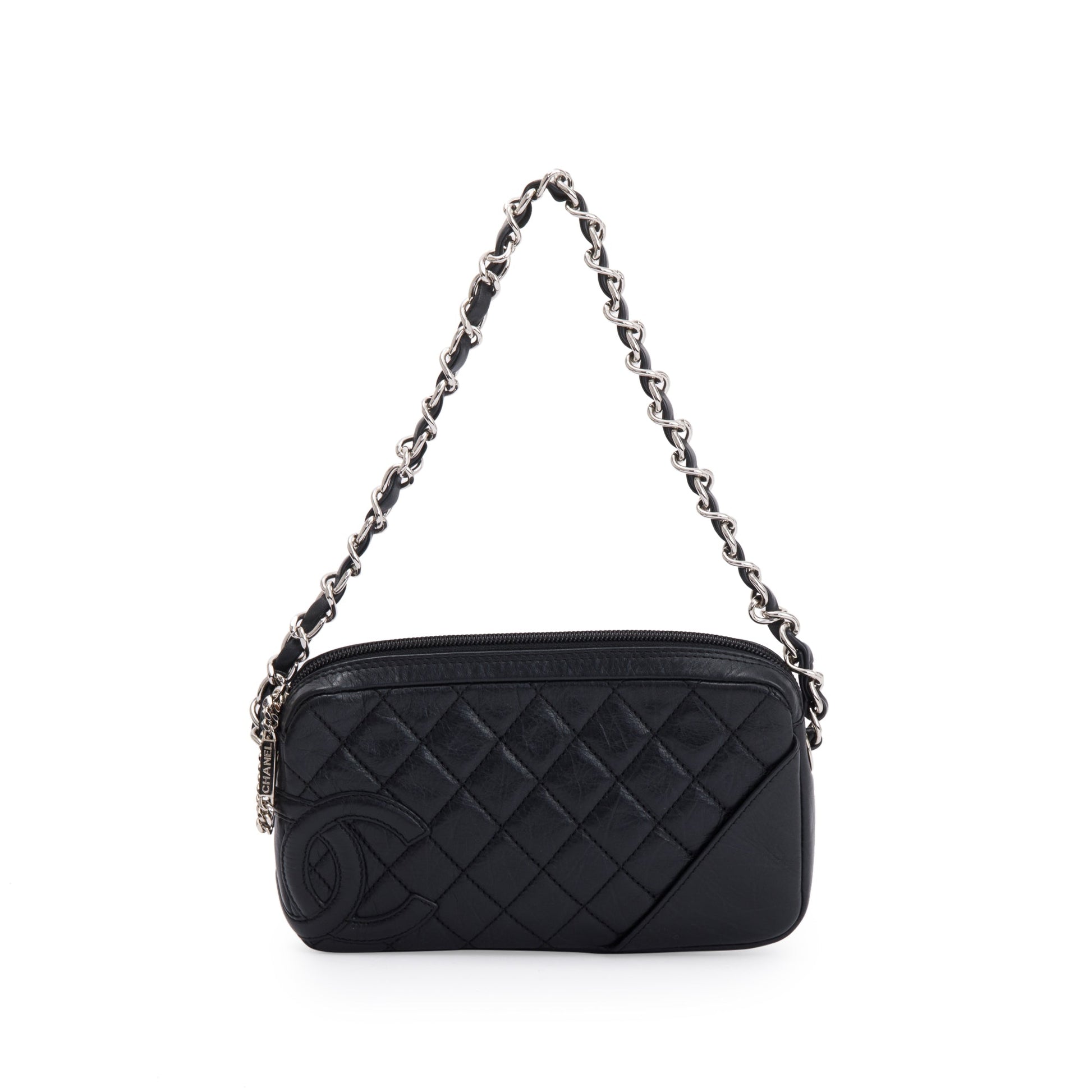 Chanel Aged Cotton Club Pochette Leather Calfskin Black Travel Bag