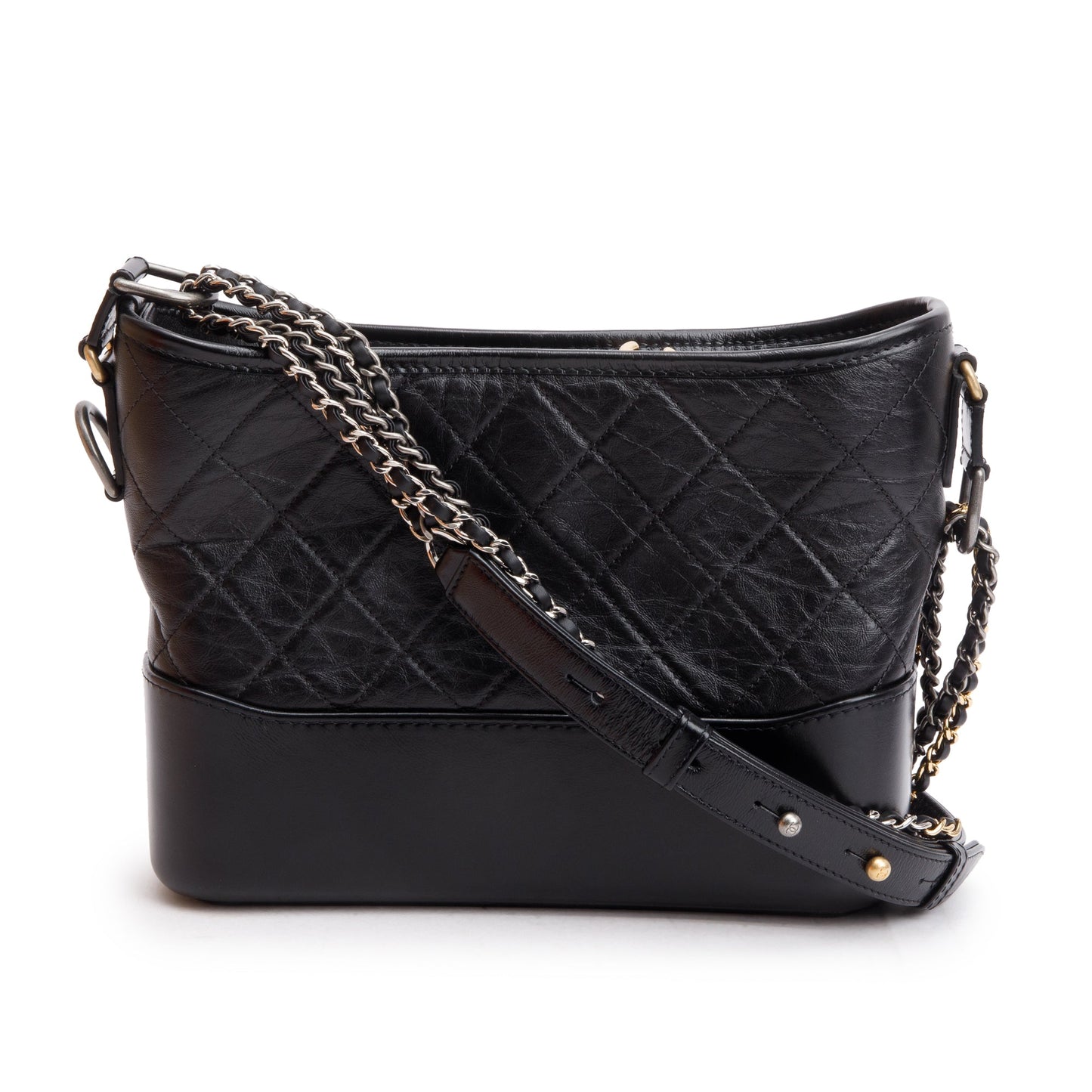 Chanel Aged Gabrielle Hobo Leather Calfskin Black Travel Bag