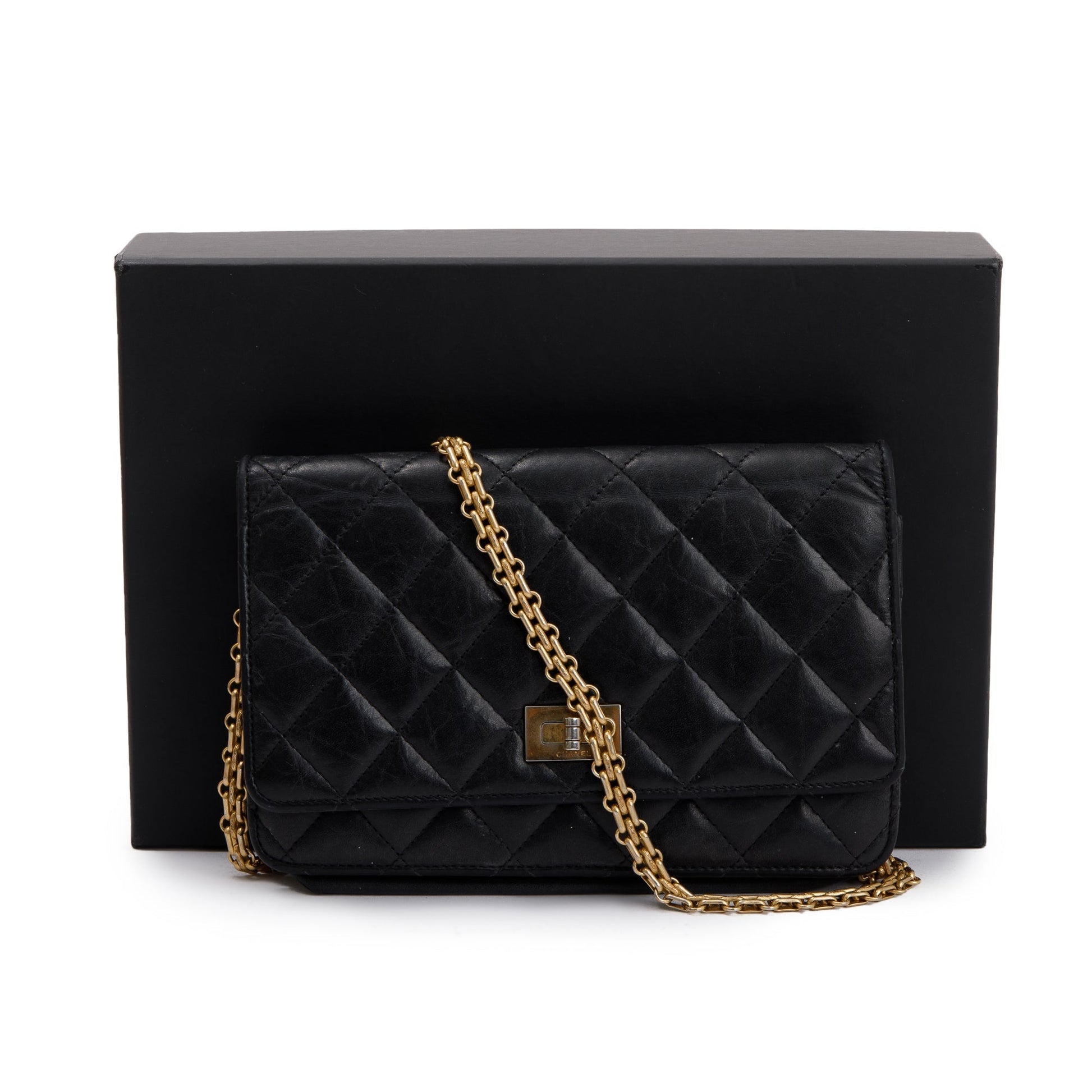 Chanel Aged Reissue on Leather Calfskin Black Wallet Case