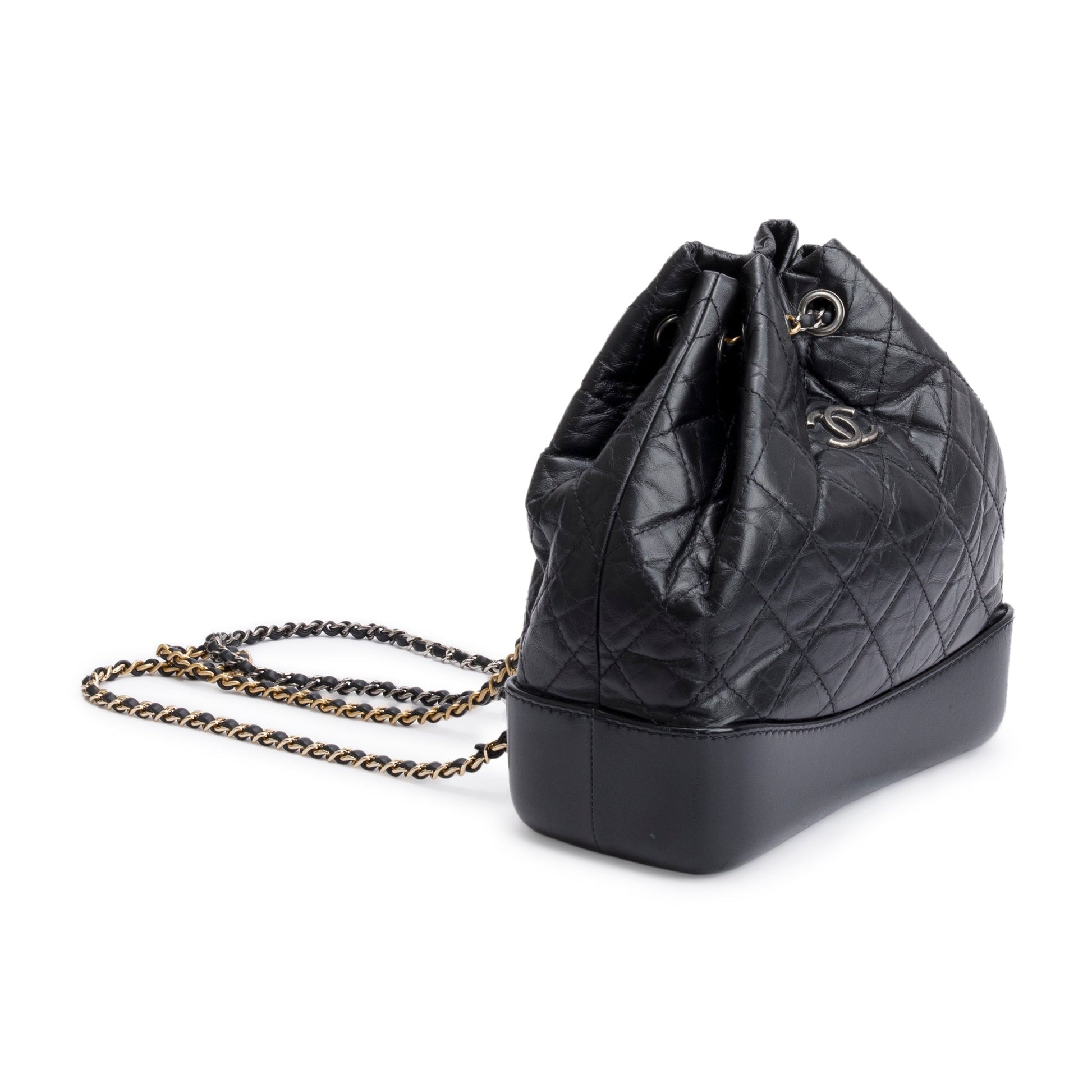 Chanel Aged Gabrielle Backpack Leather Calfskin Black Travel Bag