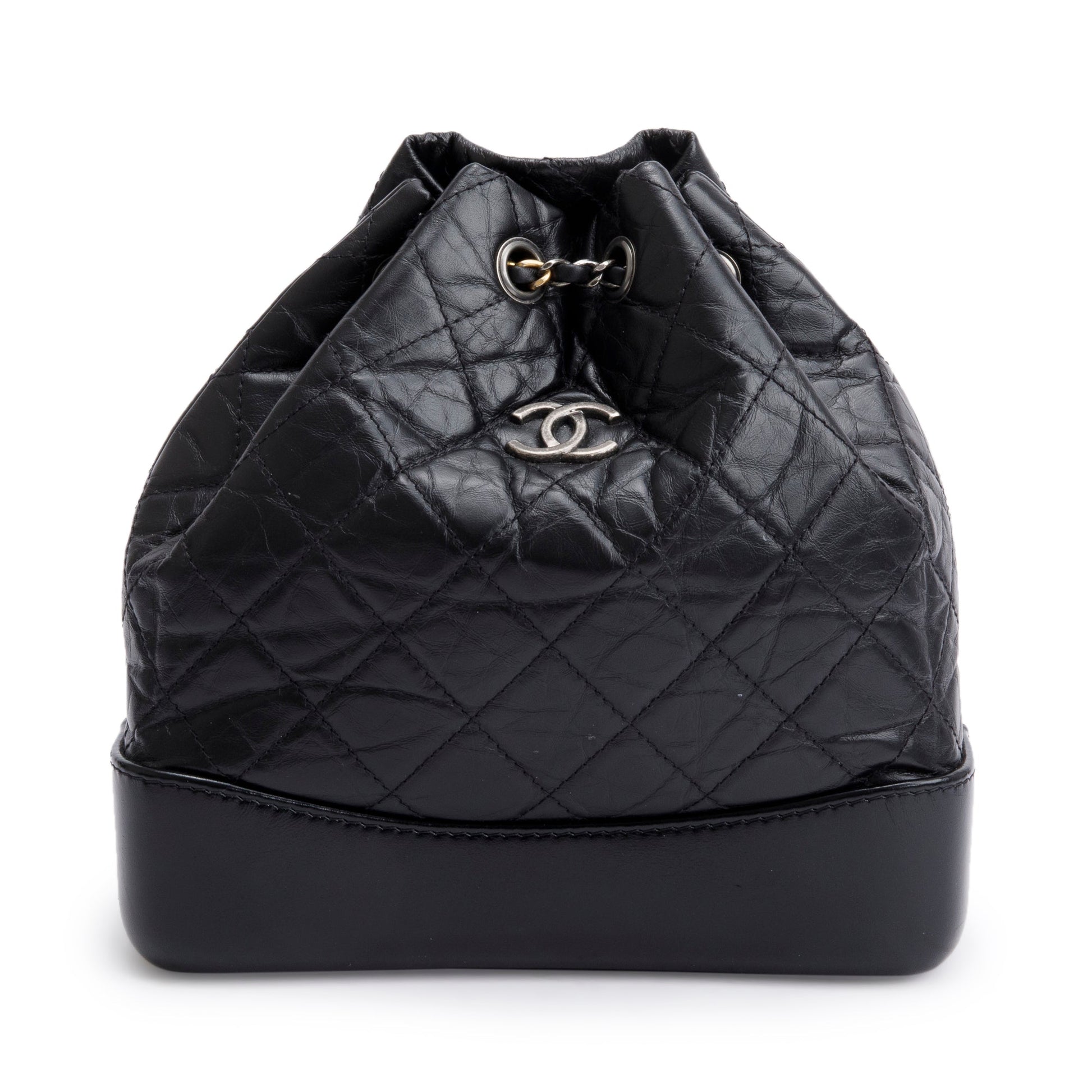 Chanel Aged Gabrielle Backpack Leather Calfskin Black Travel Bag