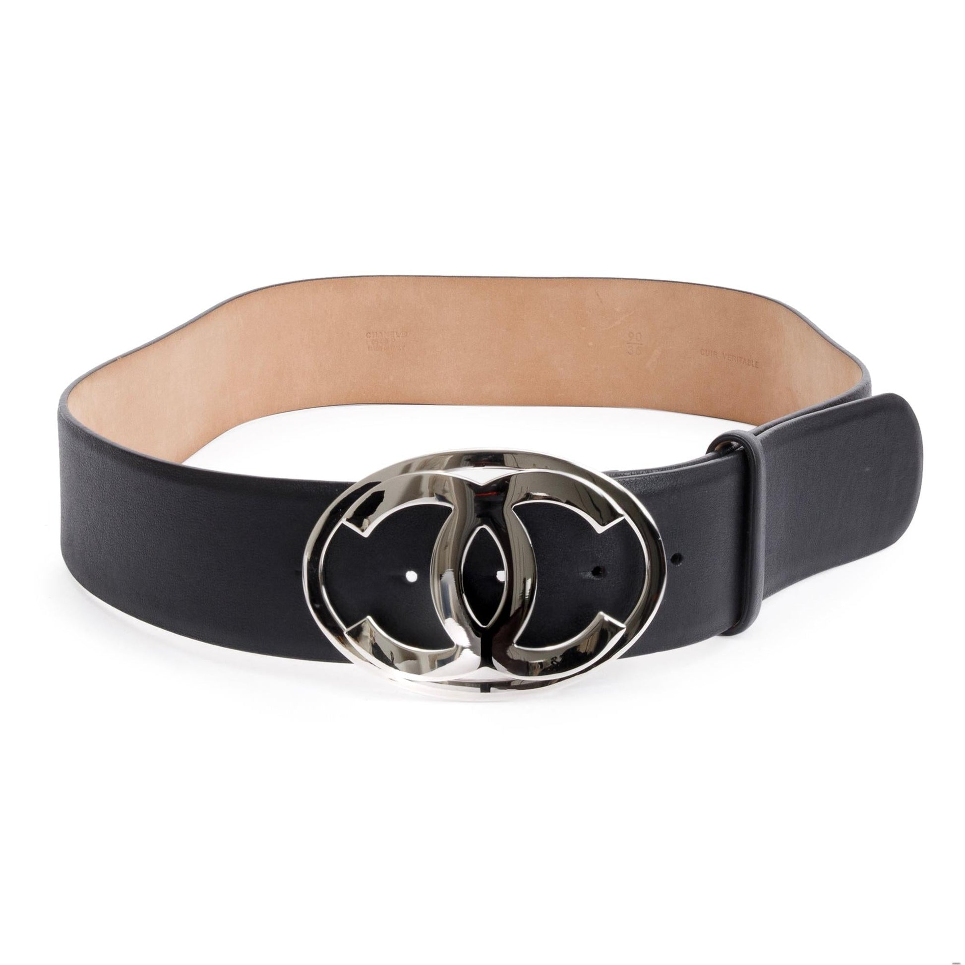 Chanel CC Logo Belt Leather Calfskin Black