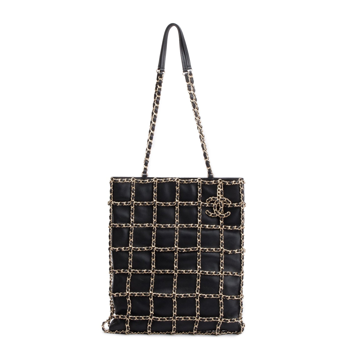 Chanel Cage Shopping Leather Calfskin Black Travel Bag