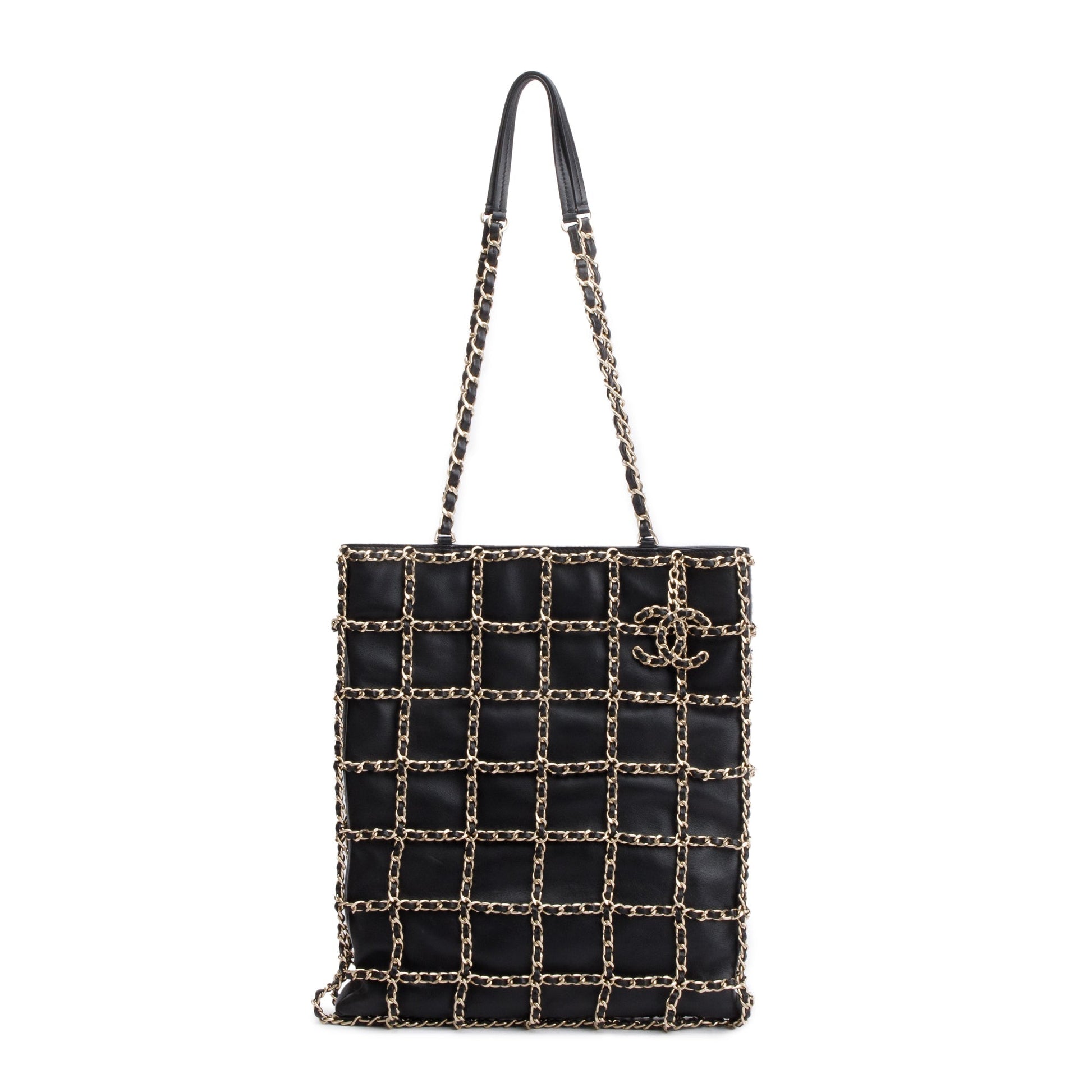 Chanel Cage Shopping Leather Calfskin Black Travel Bag