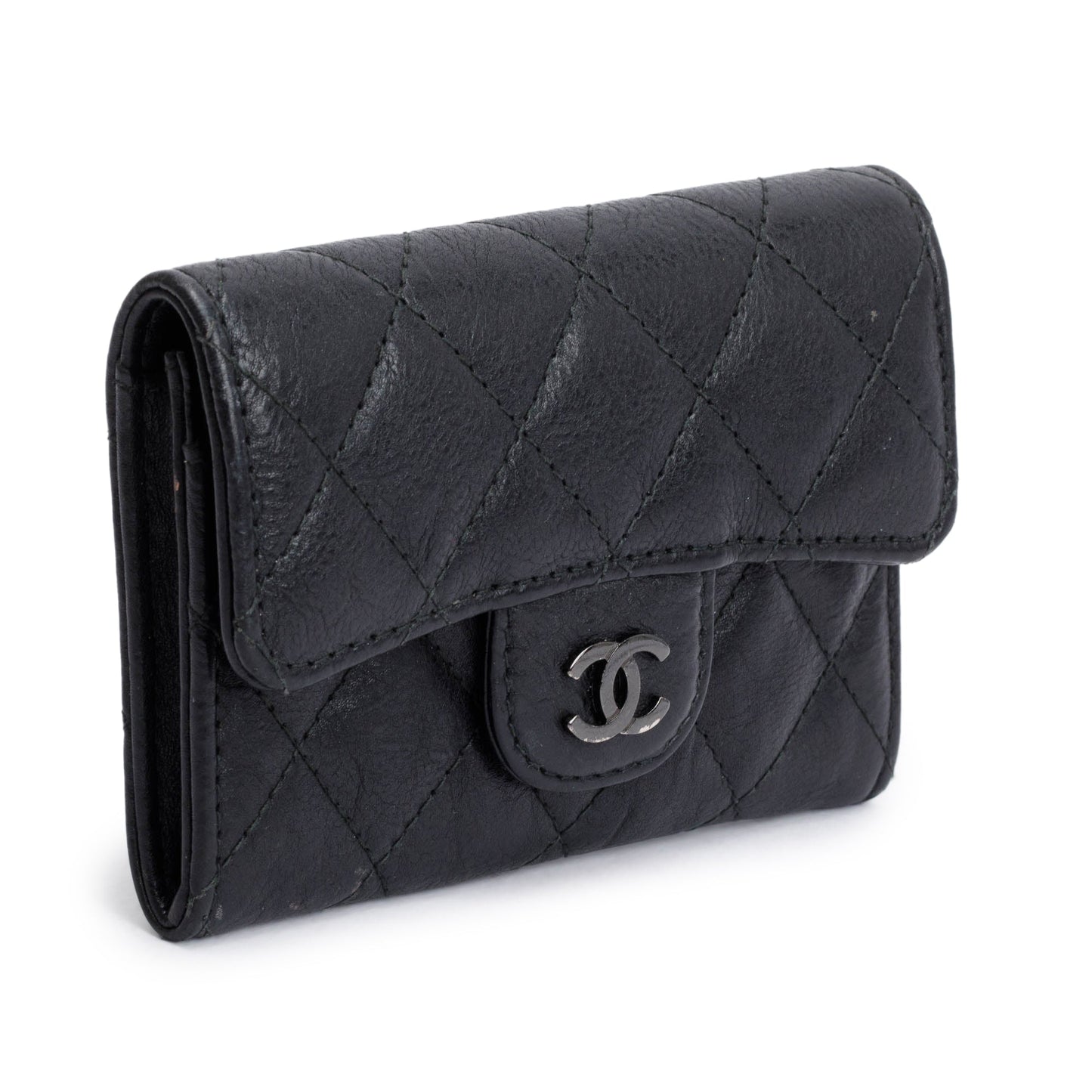 Chanel Classic Flap Card Holder Leather Calfskin Black Wallet Case