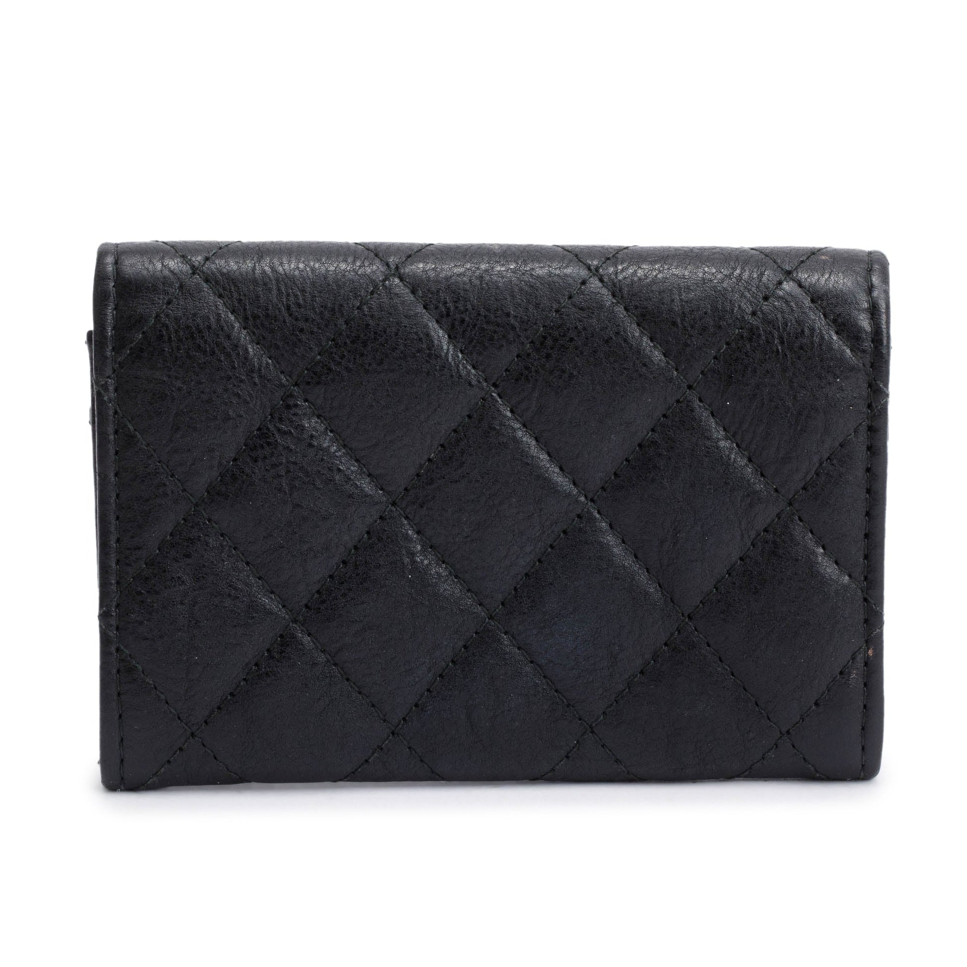 Chanel Classic Flap Card Holder Leather Calfskin Black Wallet Case