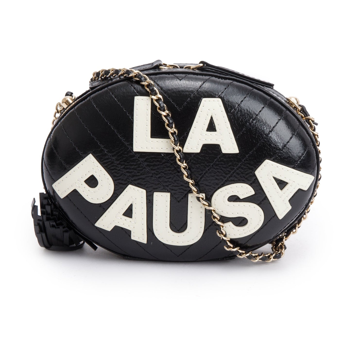 Chanel La Pausa Tassel Leather Calfskin Black Travel Bag