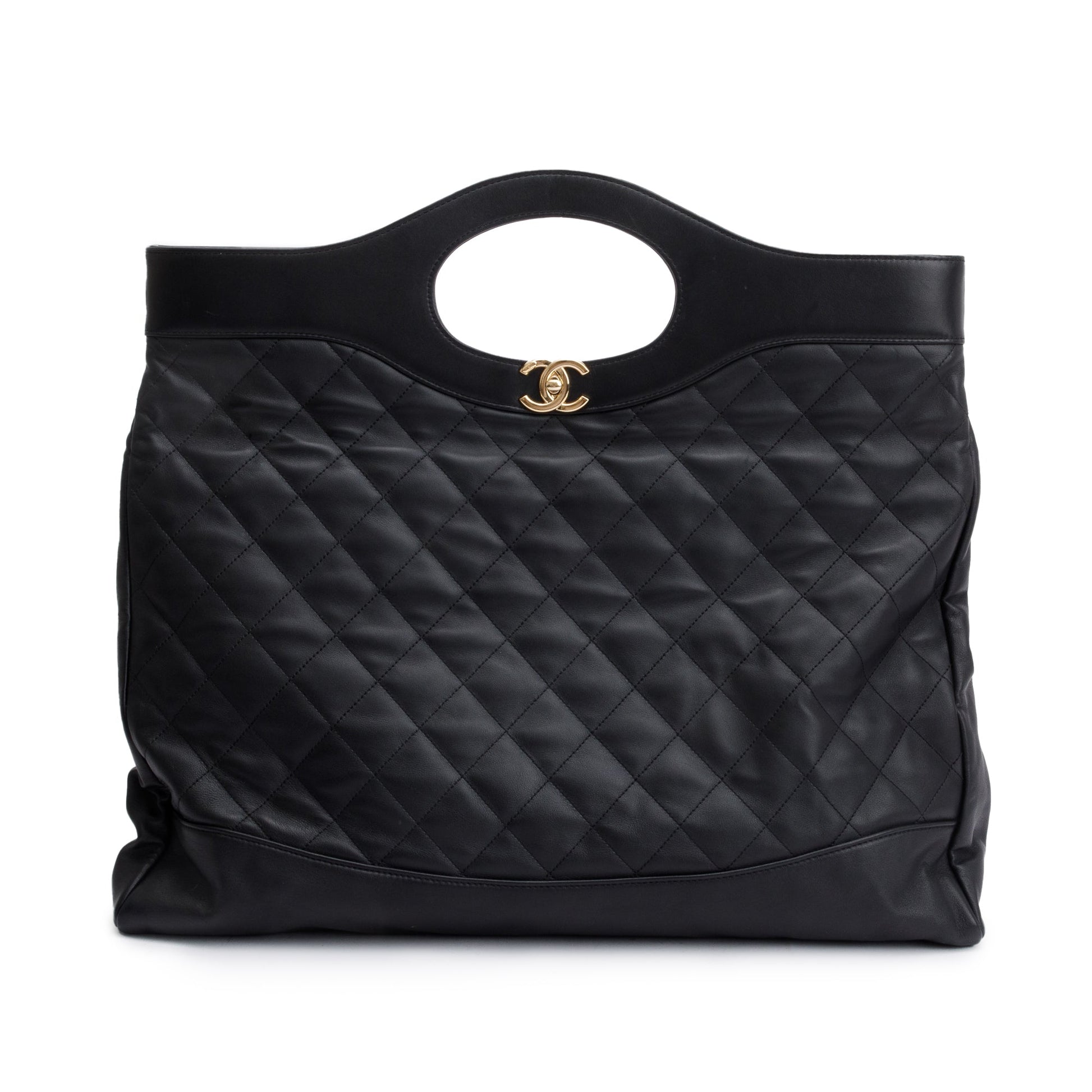 Chanel 31 Shopping Leather Calfskin Black Travel Bag